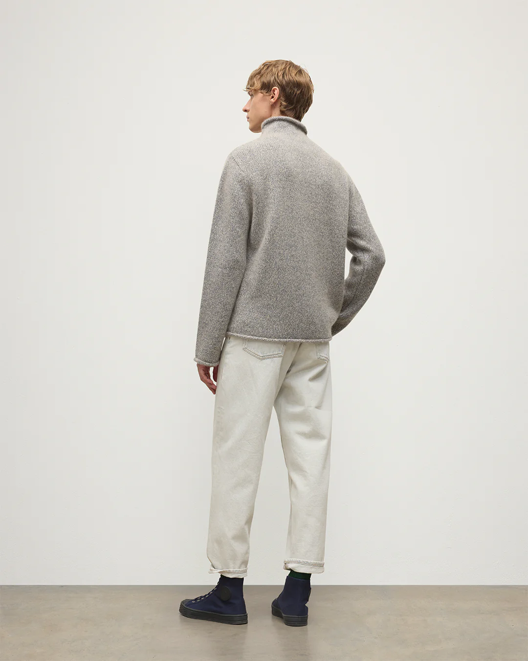 Kester Blue Marl Cashmere Funnel Neck Jumper - Image 4