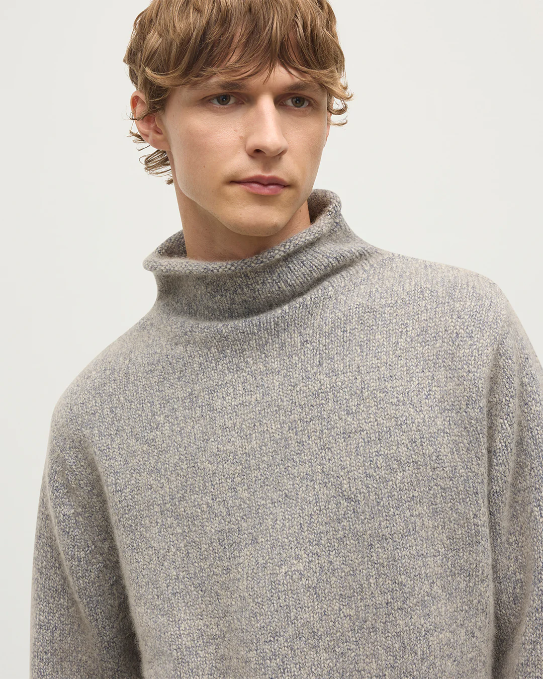 Kester Blue Marl Cashmere Funnel Neck Jumper - Image 6