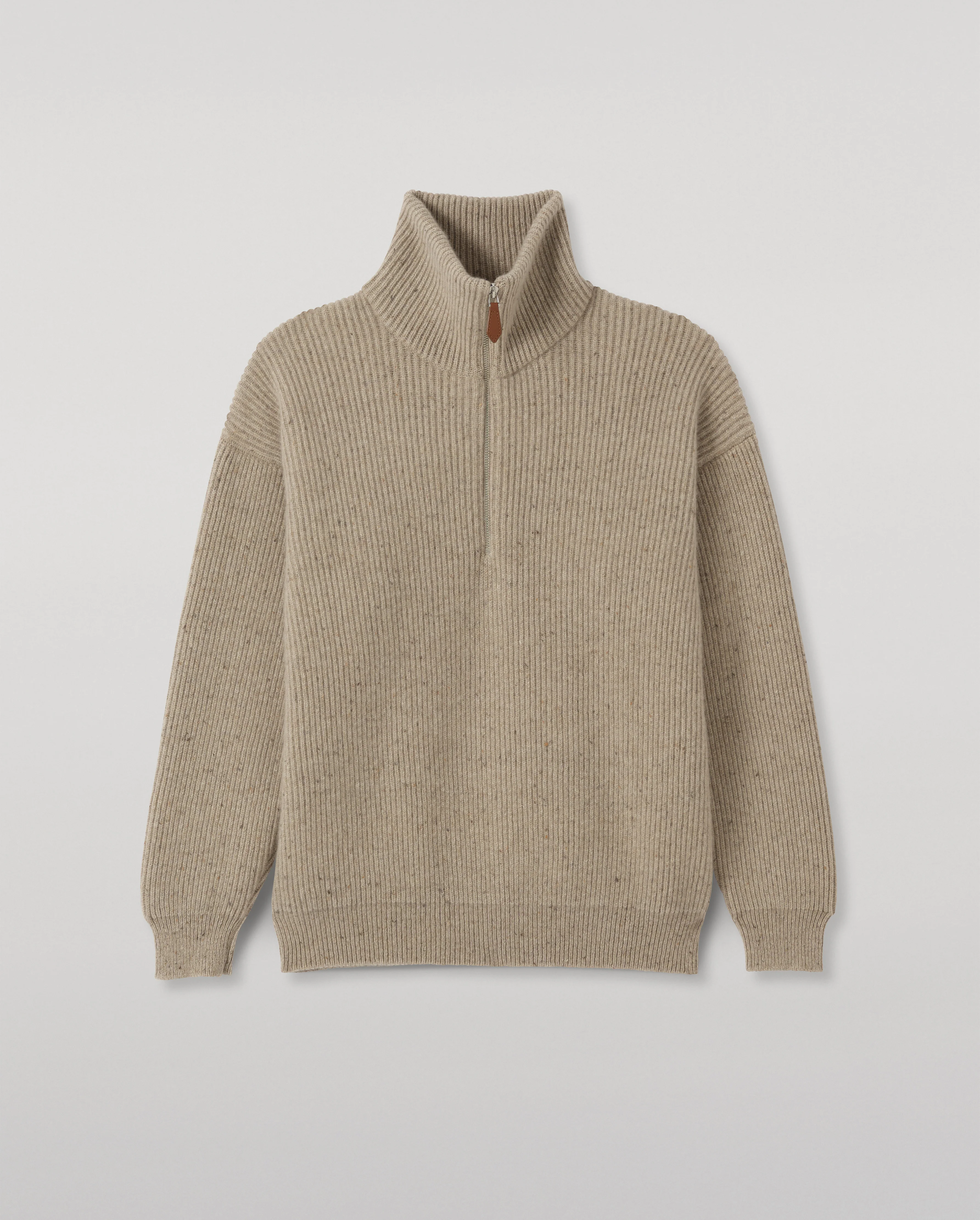 Kinnaird Natural Half Zip Donegal Cashmere Jumper - Image 2