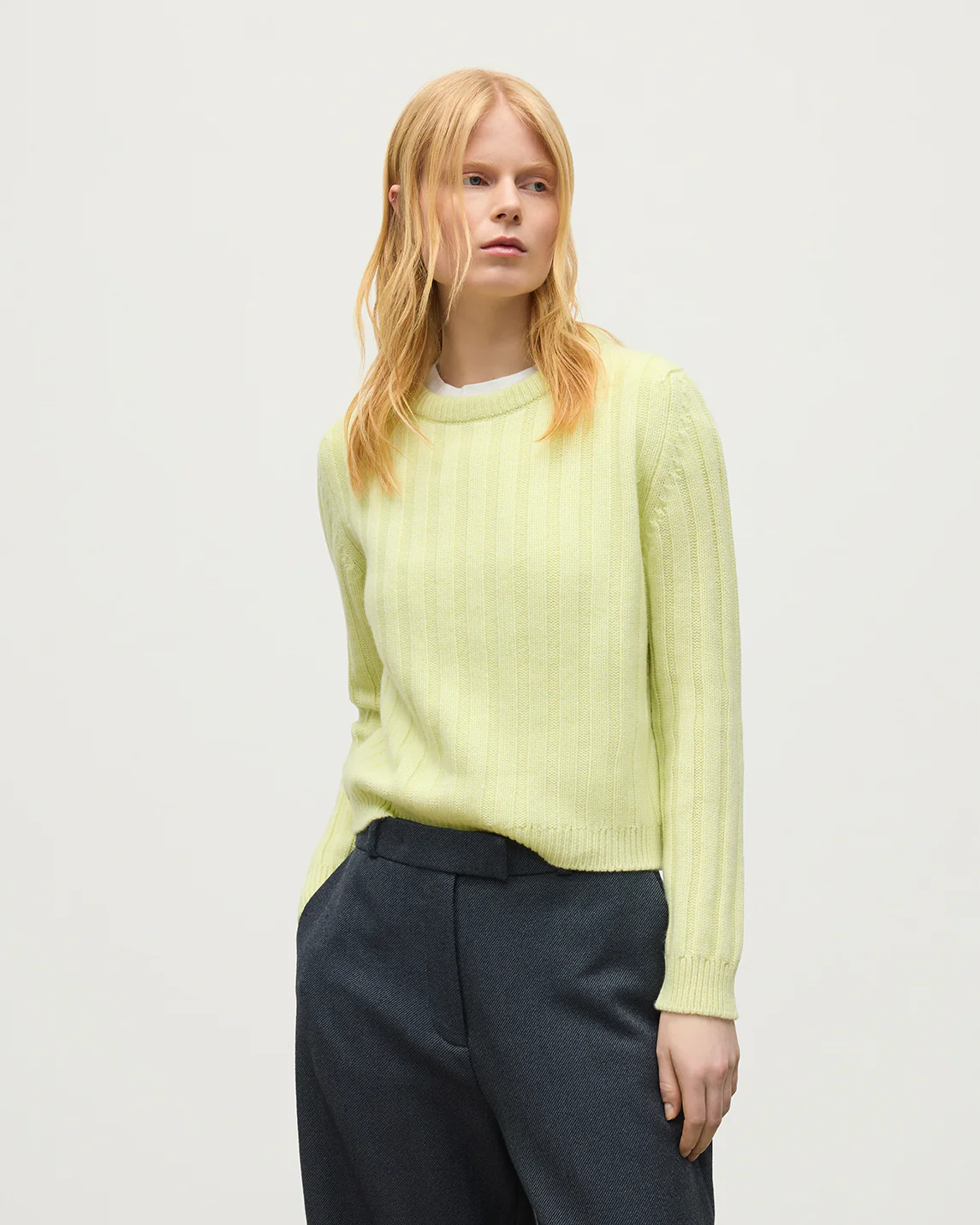 Lecht Yellow Cashmere Crew Jumper - Image 5