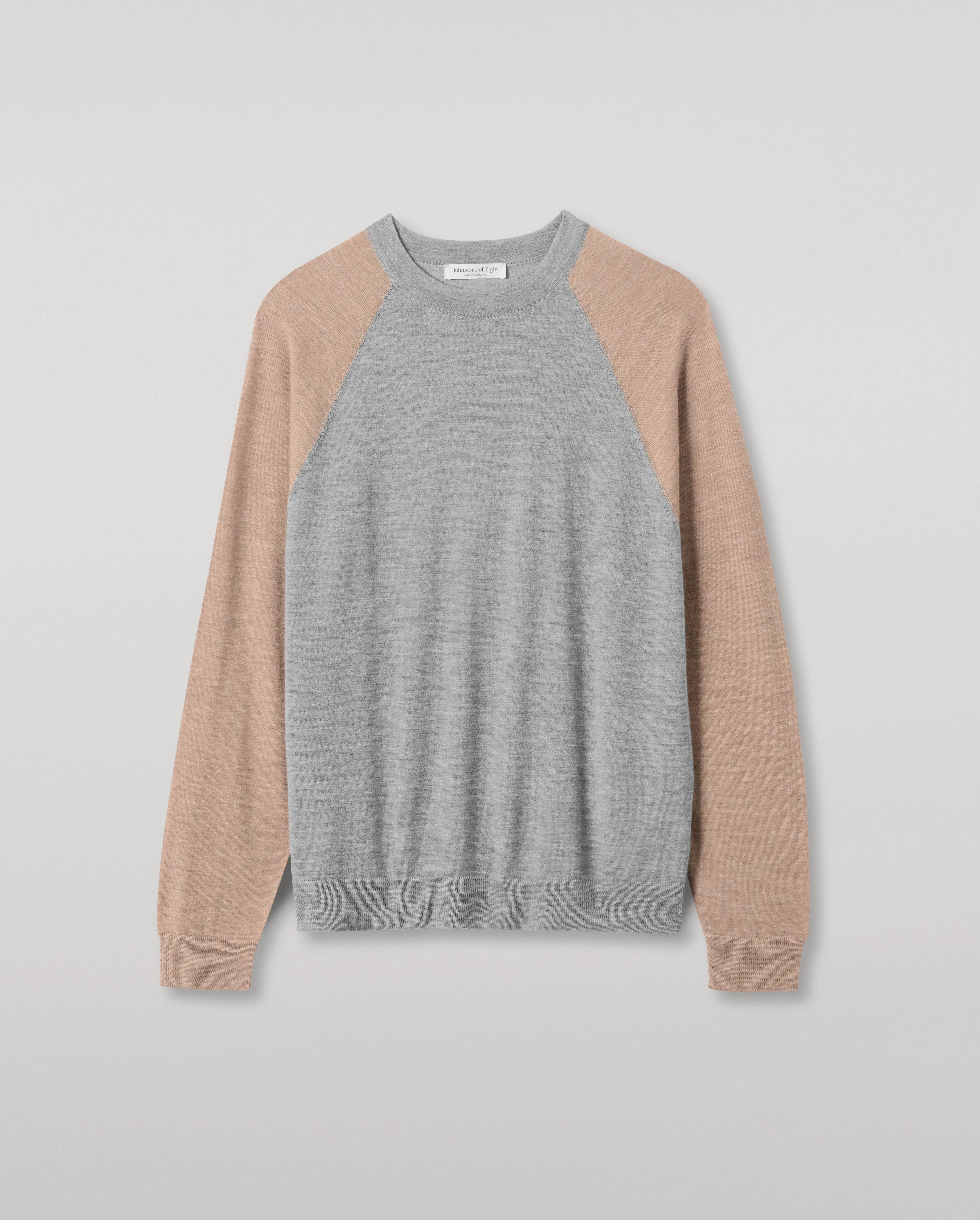 Leith Grey & Brown Ringer Superfine Cashmere Jumper - Image 2