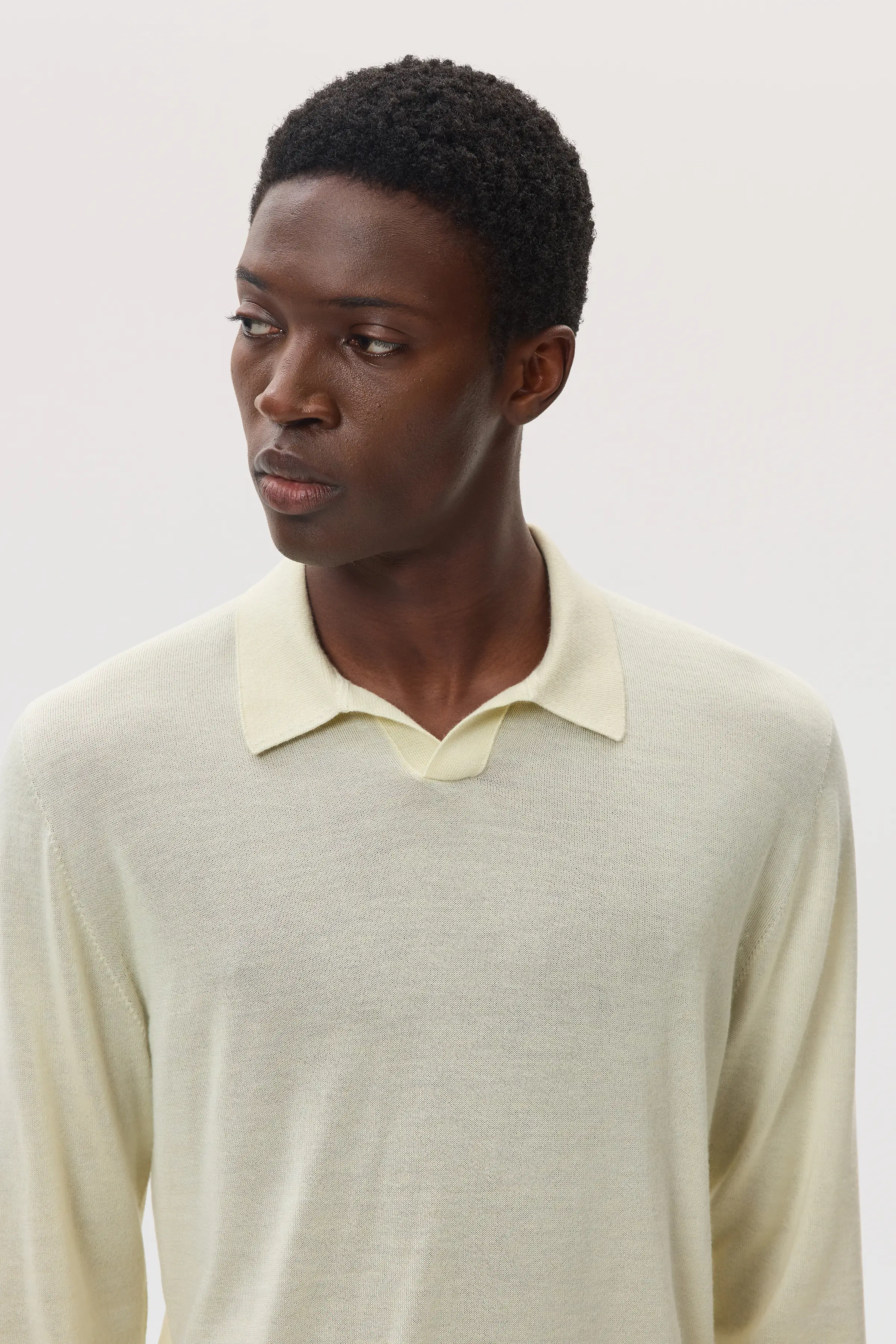 Superfine Cashmere Silk Light Yellow Polo Shirt - Image 3
