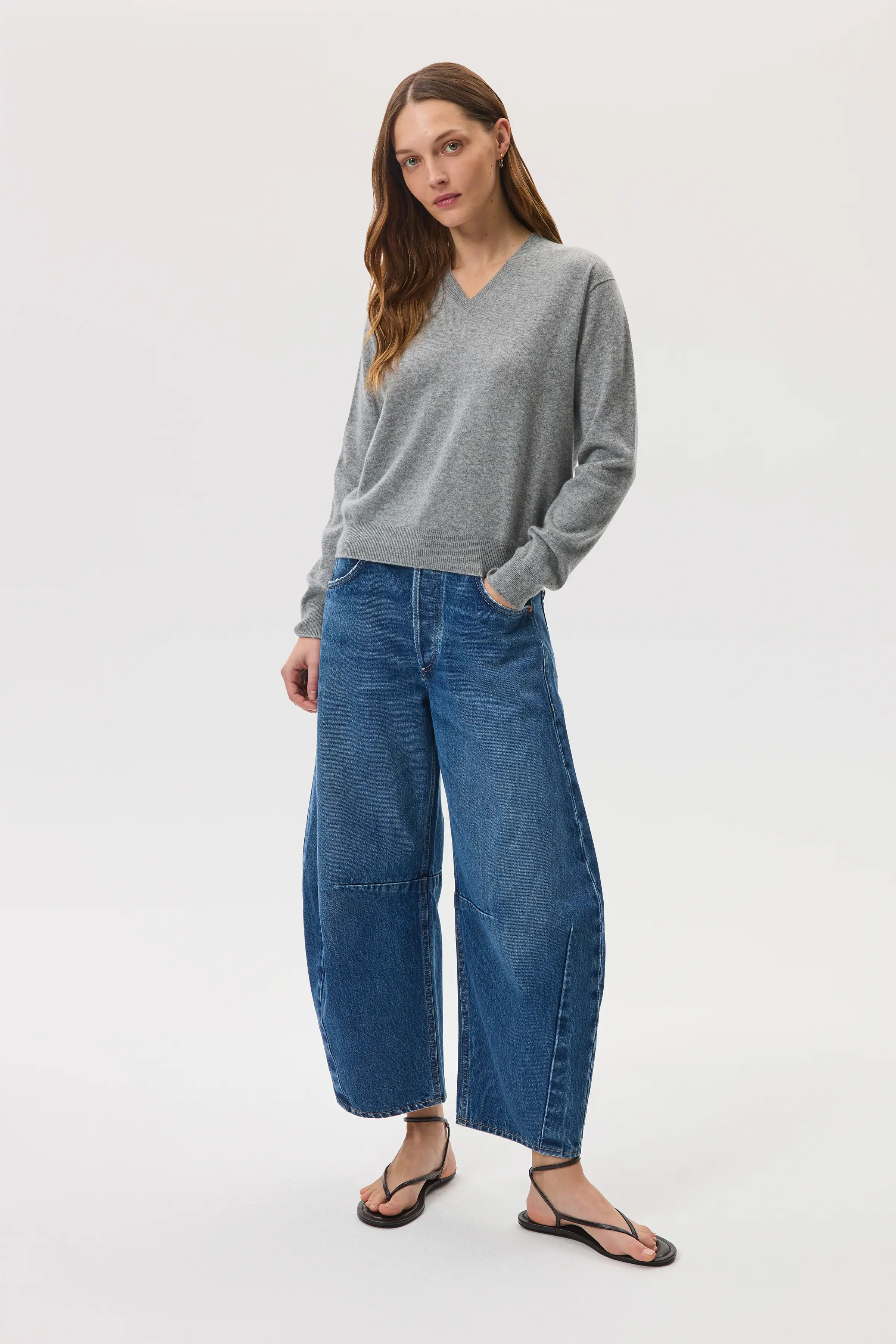 Classic Cashmere Grey V Neck Jumper