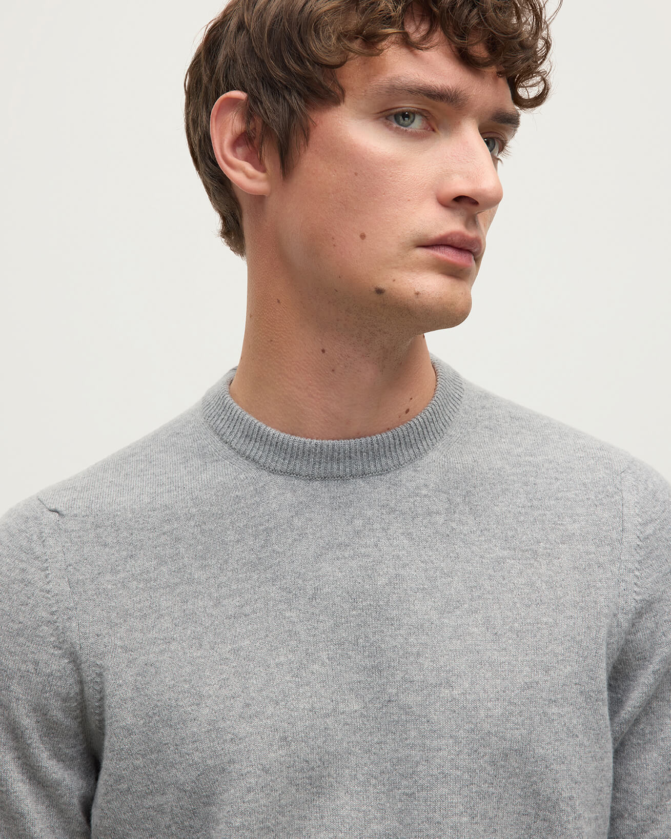 Rory Light Grey Classic Cashmere Crew Jumper - Image 5