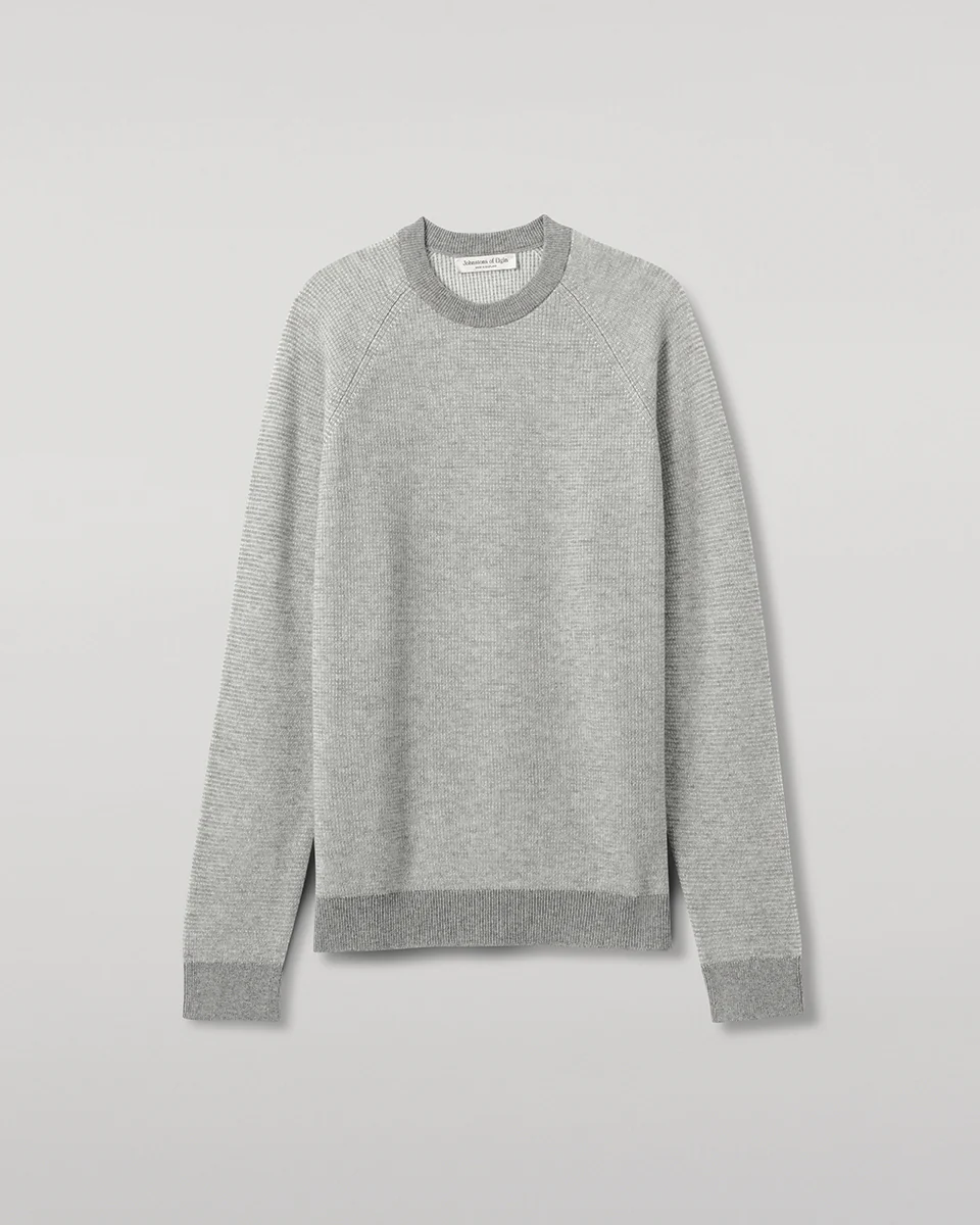 Waffle Stitch Light Grey Cashmere Jumper - Image 2
