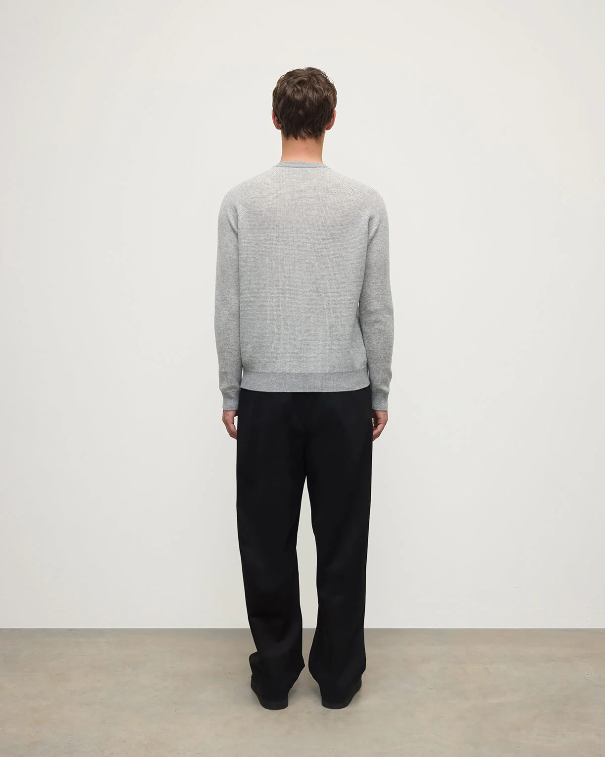 Waffle Stitch Light Grey Cashmere Jumper - Image 4