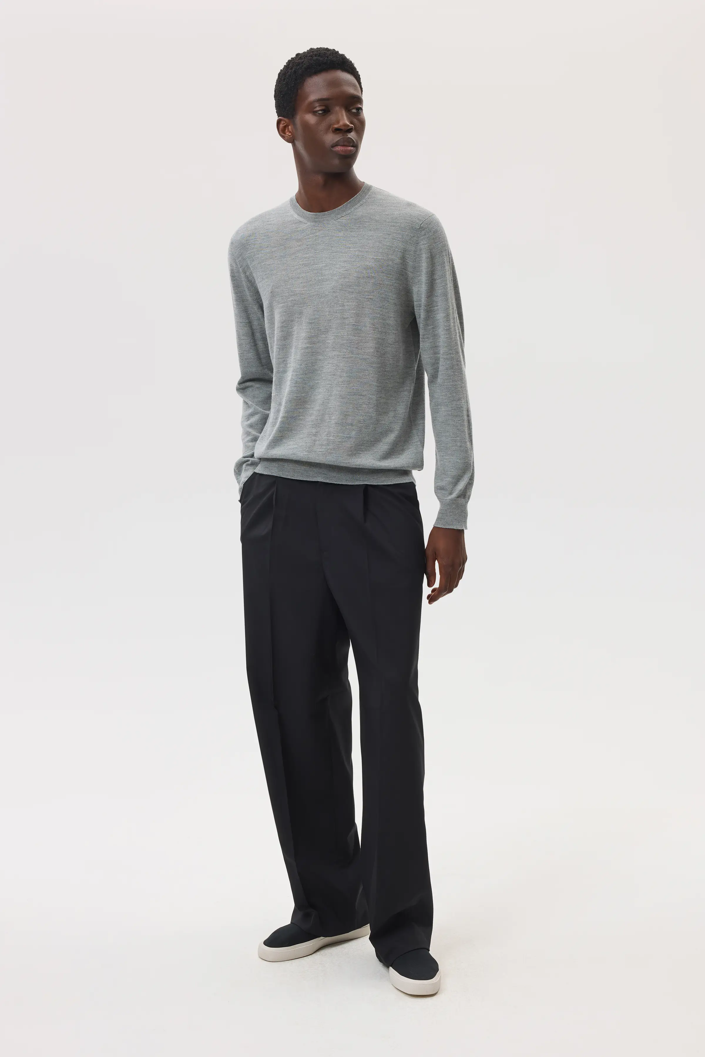 Merino Round Neck Light Grey Jumper