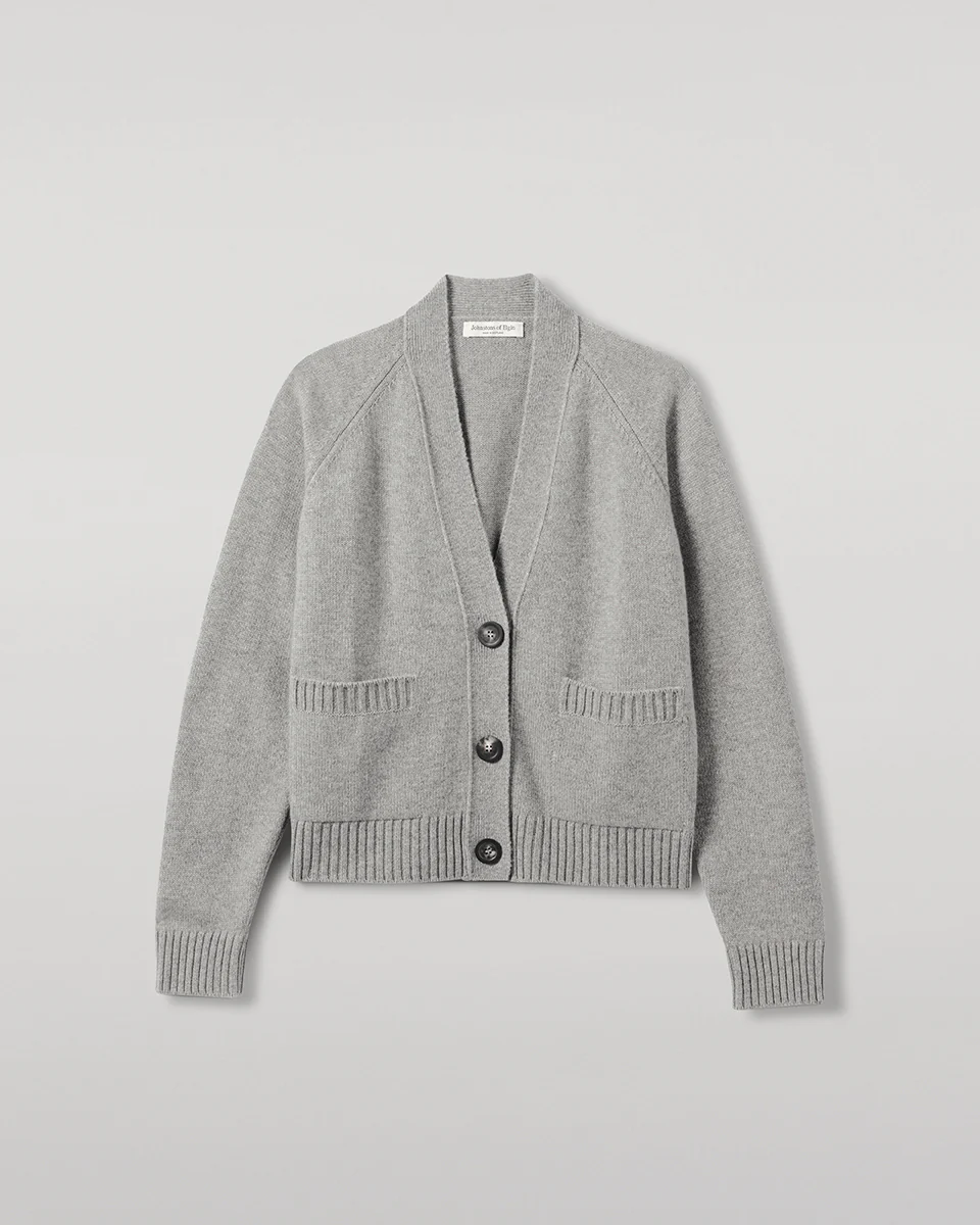 Relaxed Fit Light Grey Cashmere Cardigan - Image 2