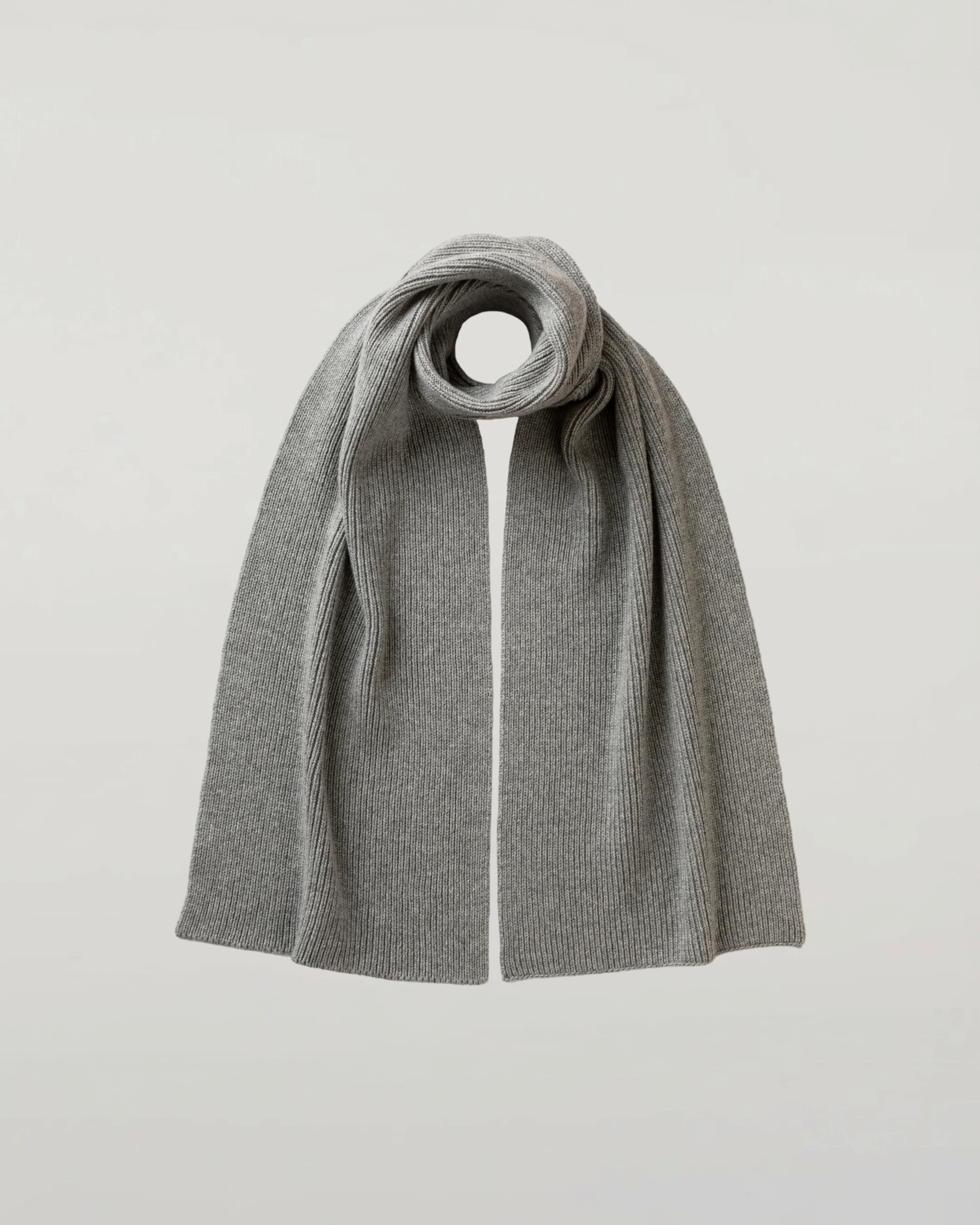 Ribbed Light Grey Cashmere Scarf