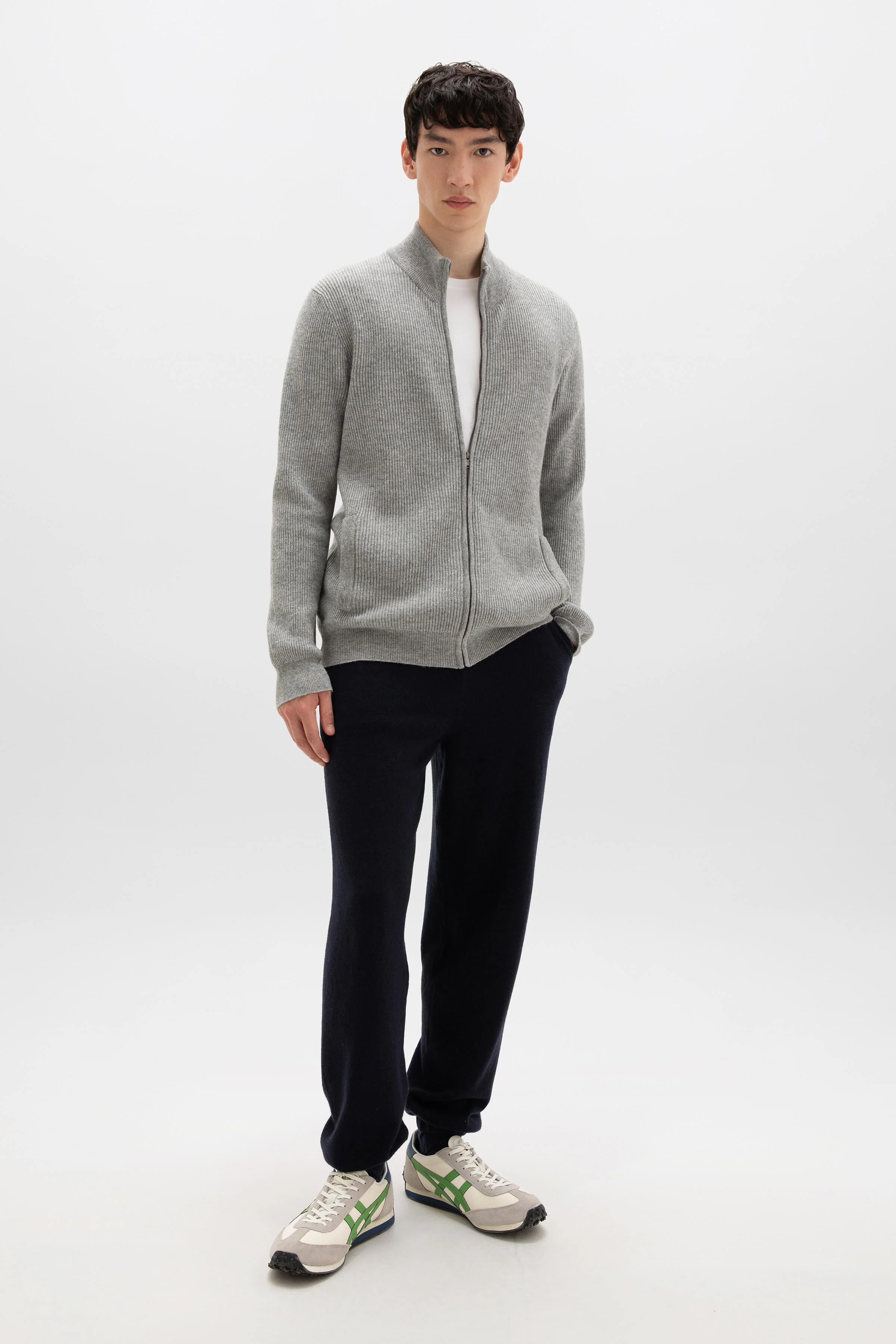 Ribbed Cashmere Light Grey Cardigan - Image 8