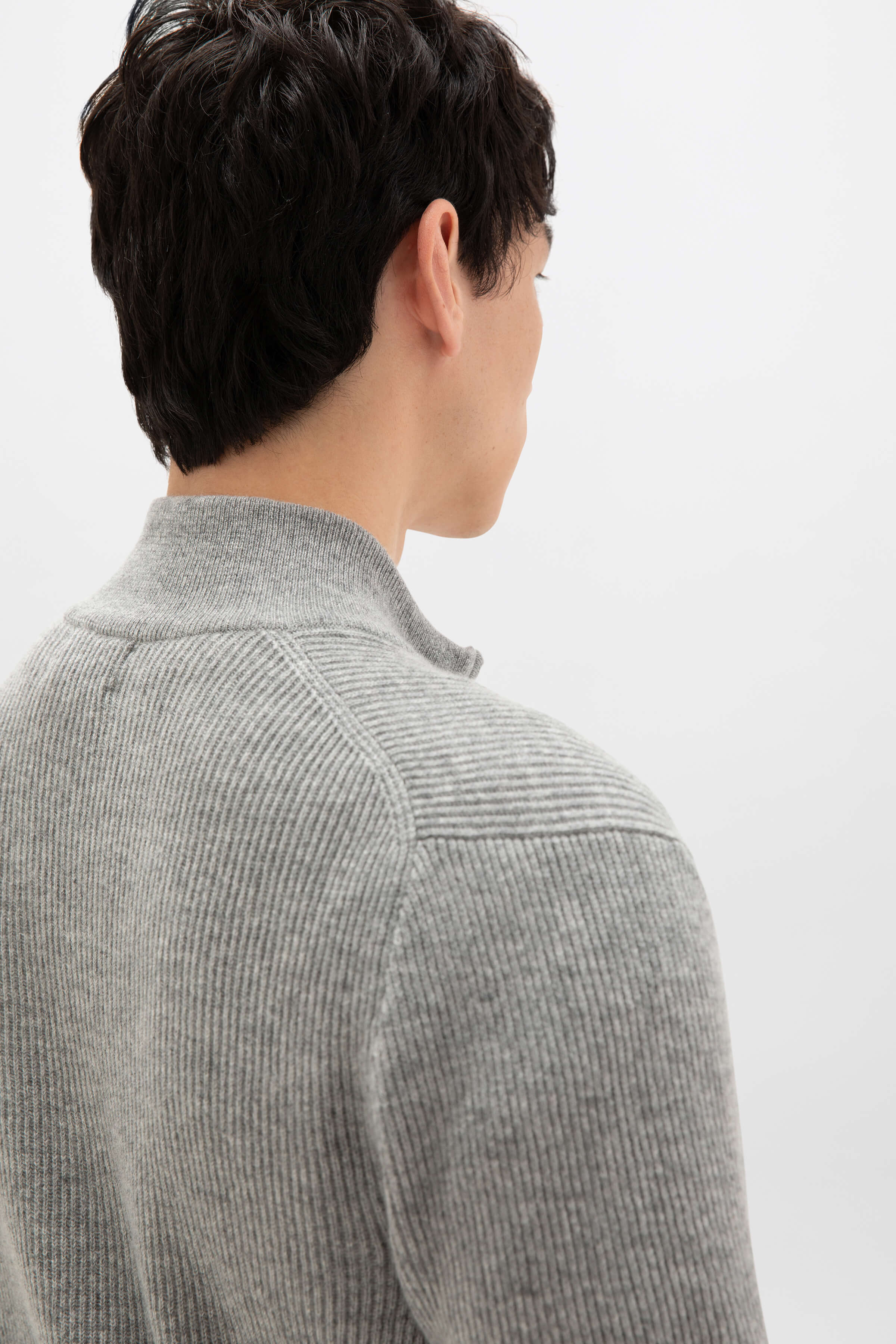 Ribbed Cashmere Light Grey Cardigan - Image 9
