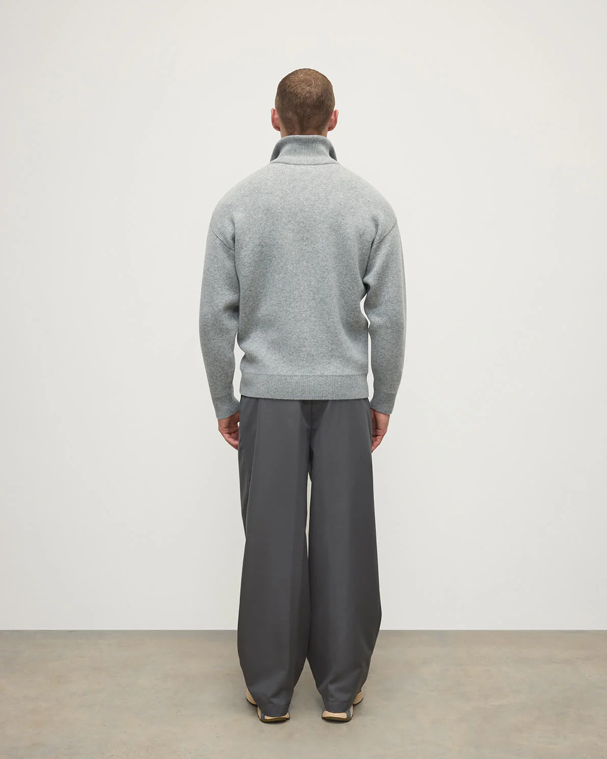 Double Face Light Grey Half Zip Jumper - Image 4
