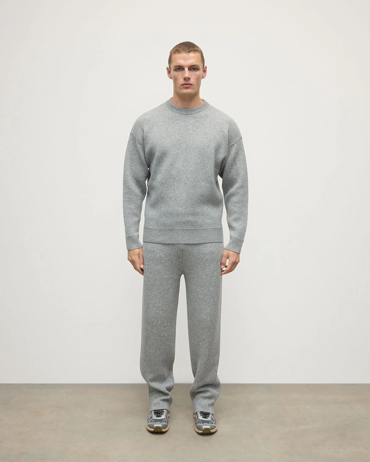Double Face Light Grey Tapered Joggers
