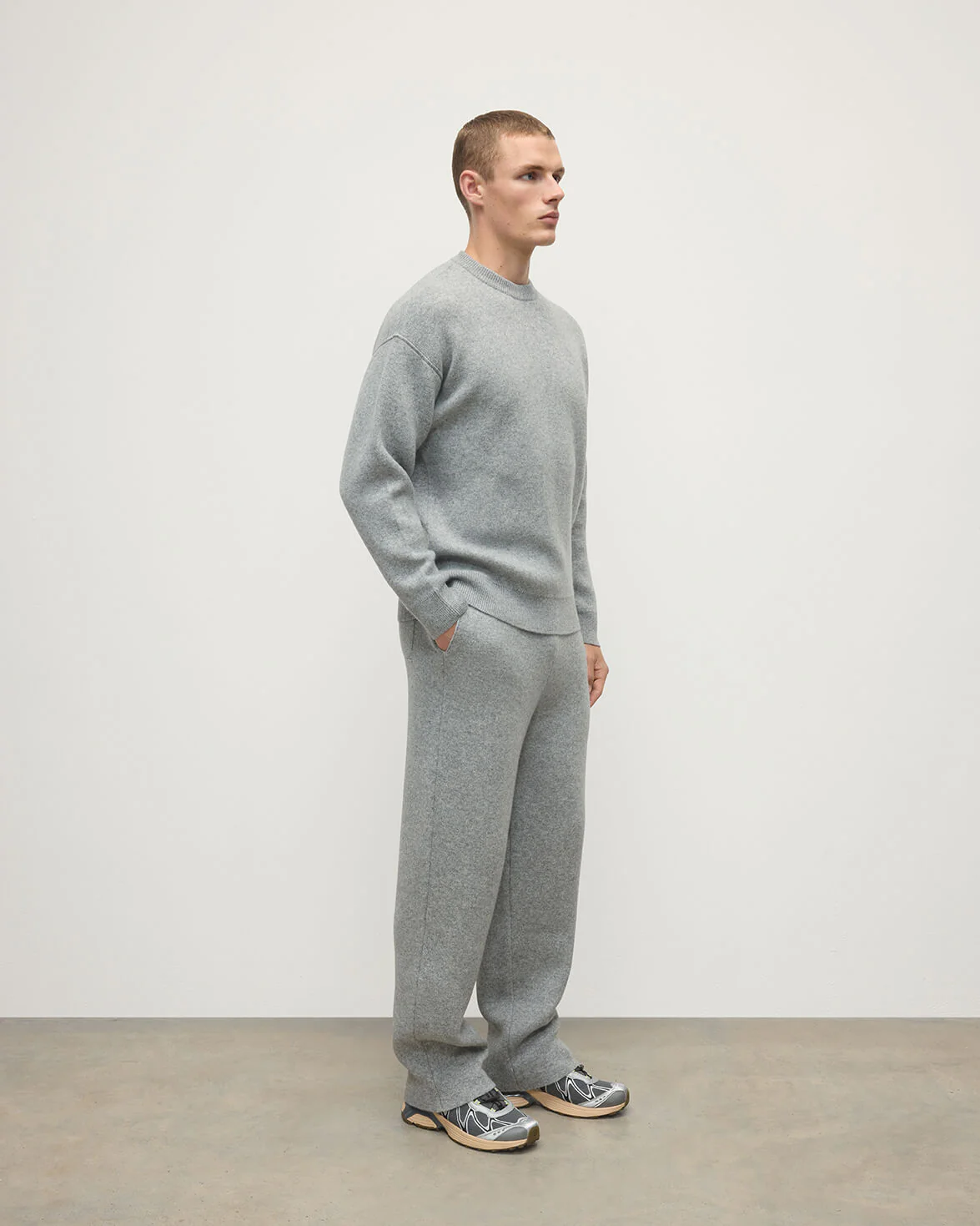 Double Face Light Grey Tapered Joggers - Image 3