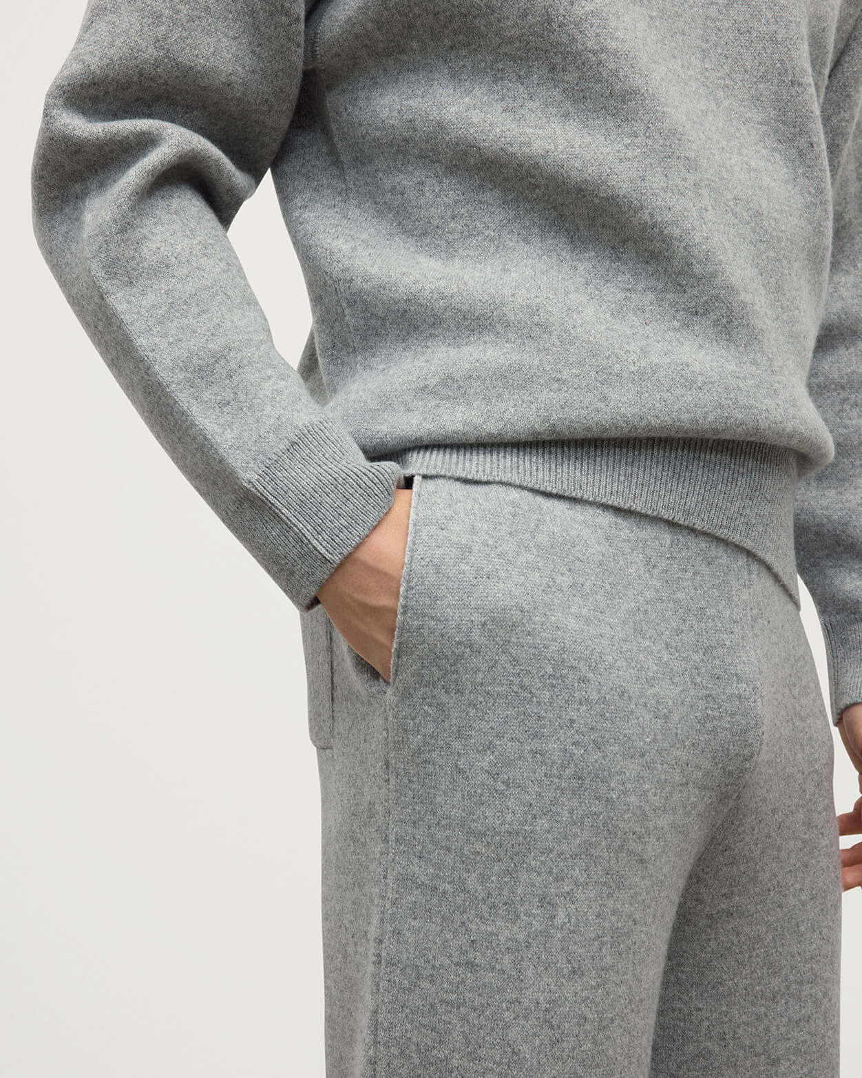 Double Face Light Grey Tapered Joggers - Image 5