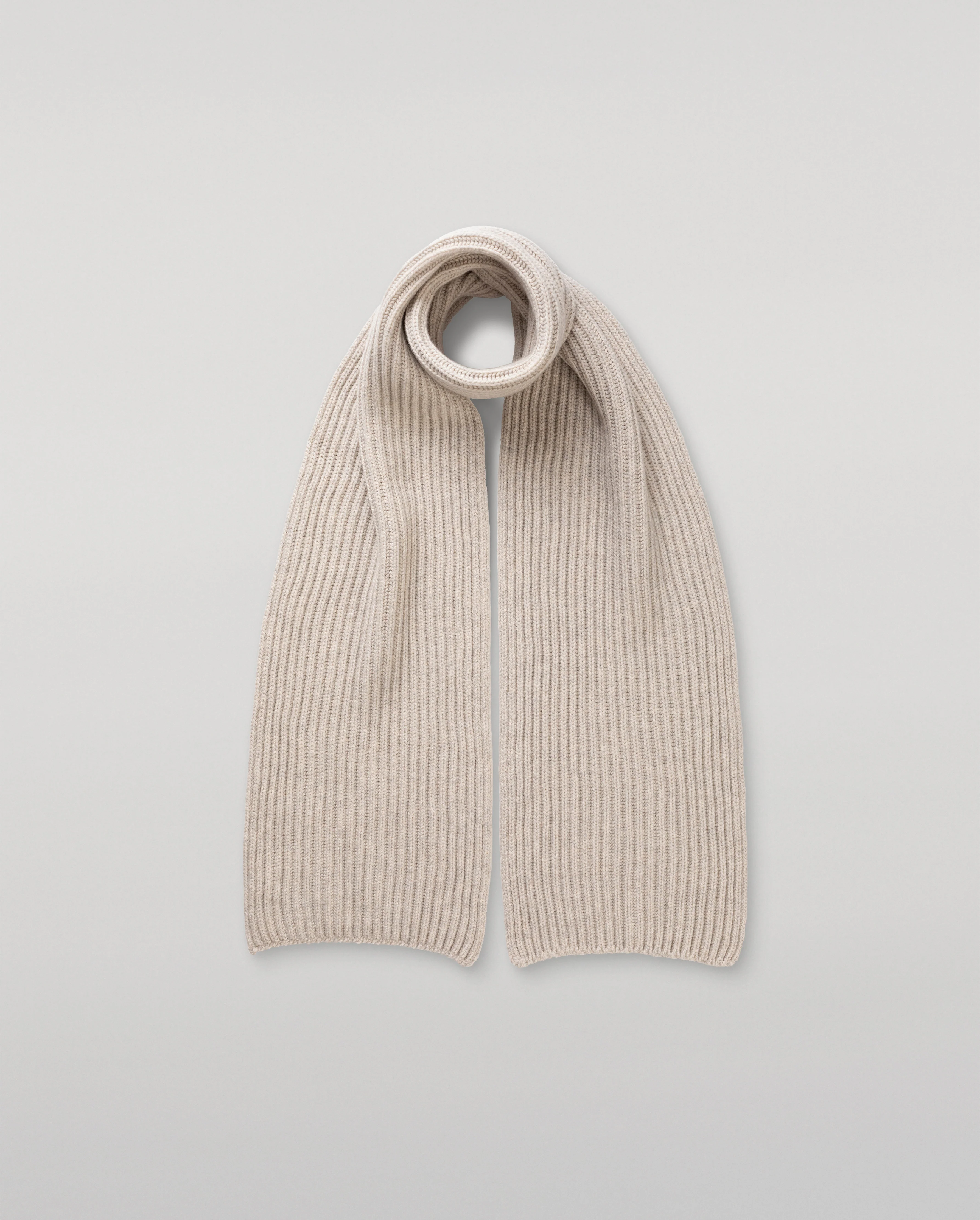 Lovat Natural Ribbed Cashmere Scarf