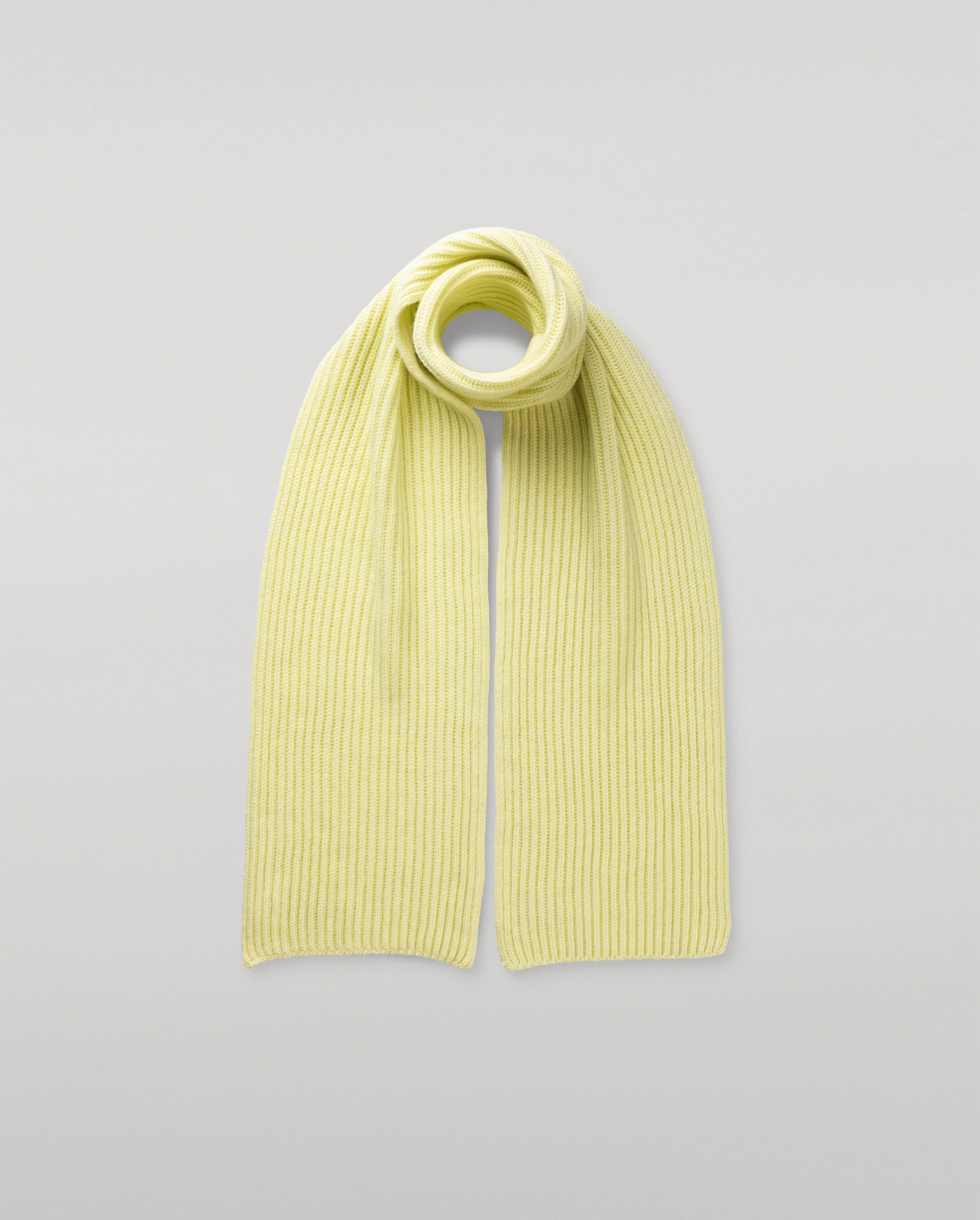 Lovat Yellow Ribbed Cashmere Scarf