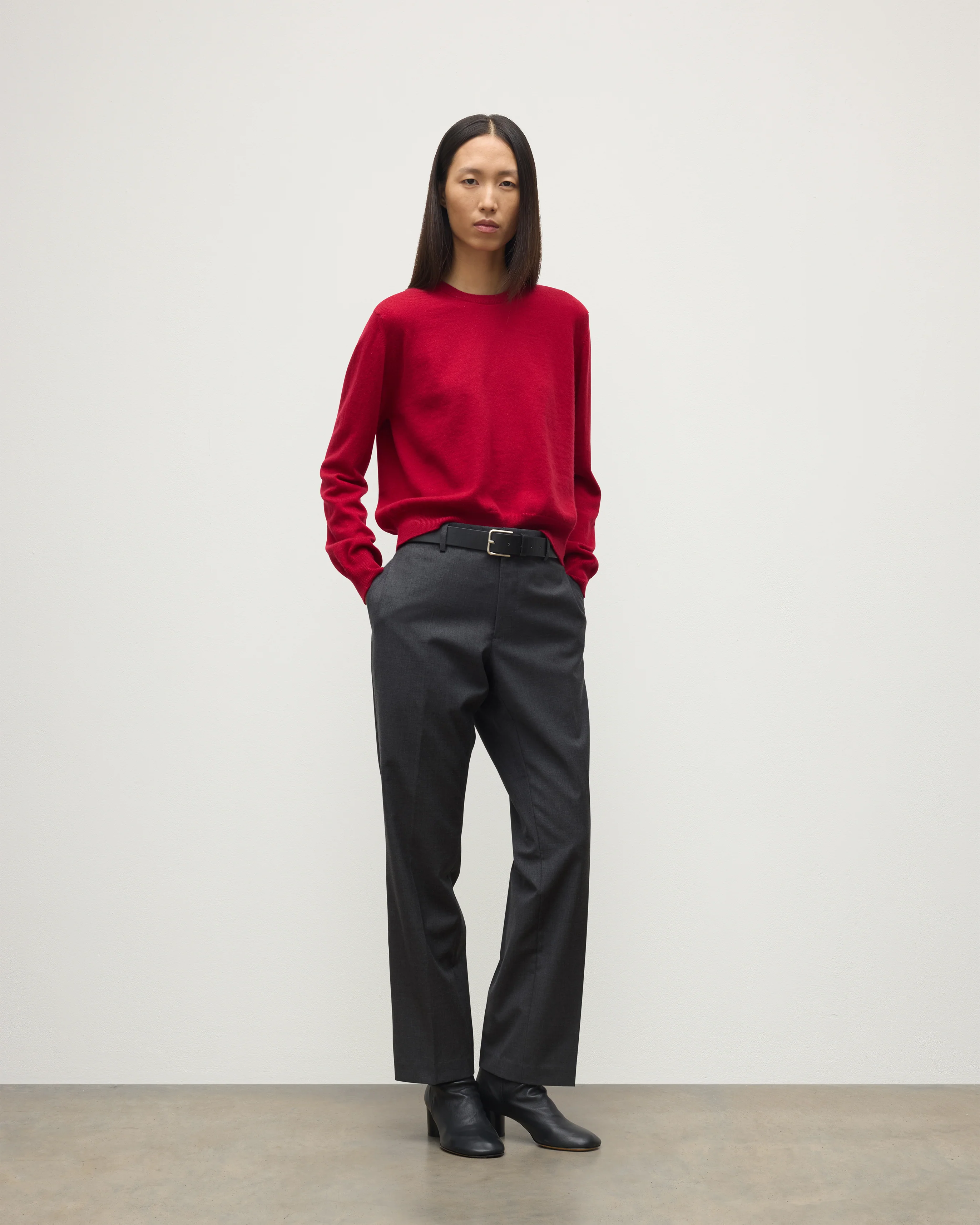 Lunan Classic Red Cashmere Crew Jumper