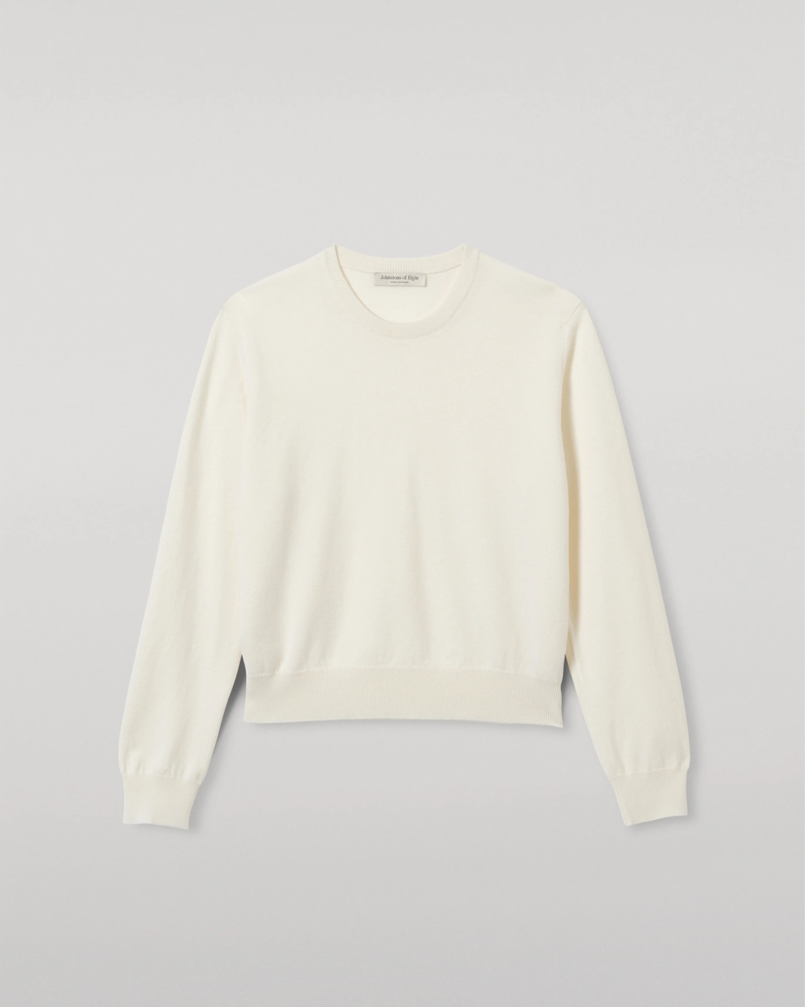 Lunan White Classic Cashmere Crew Jumper - Image 2