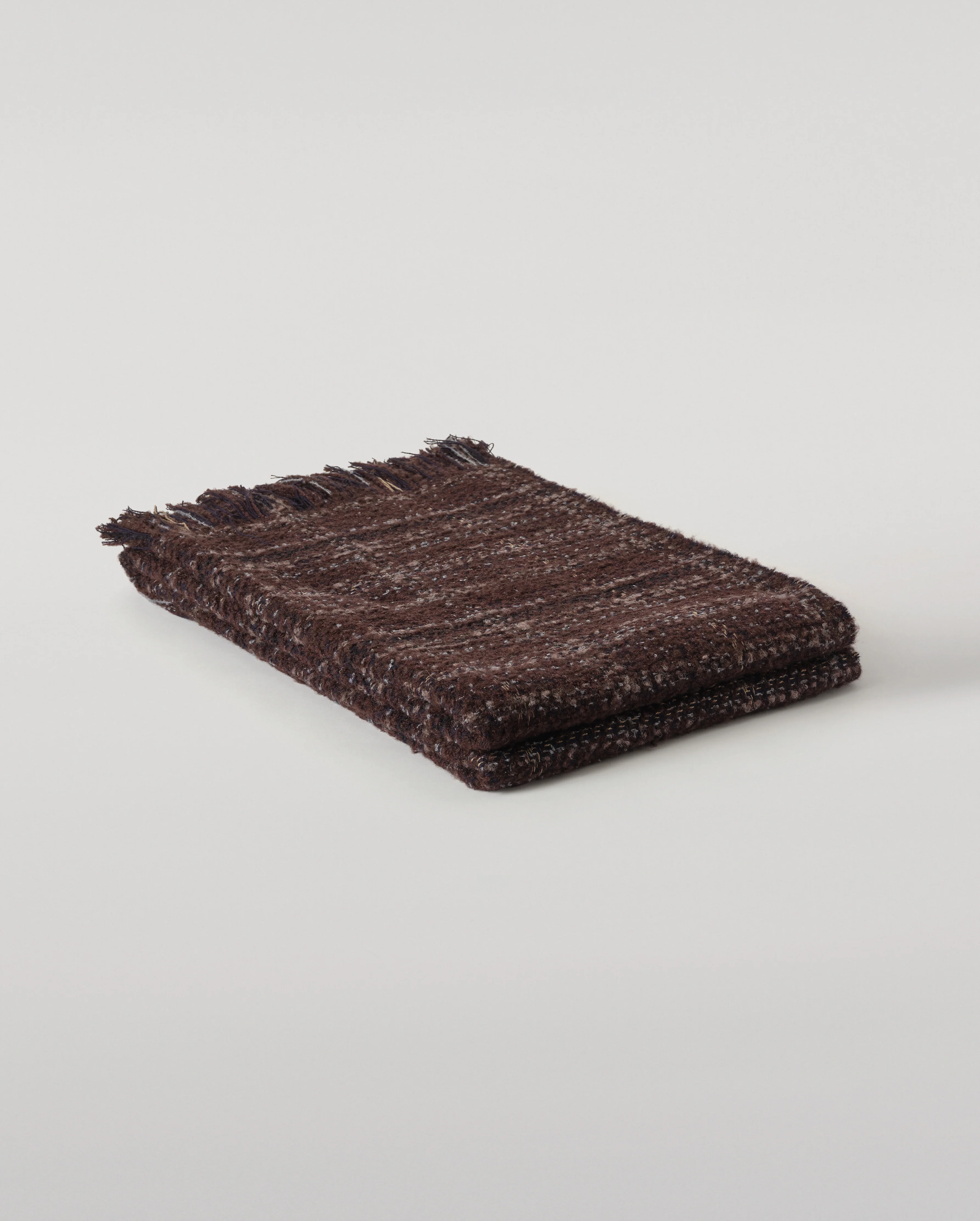 Luxury Texture Throw in Peat Brown & Navy - Image 2