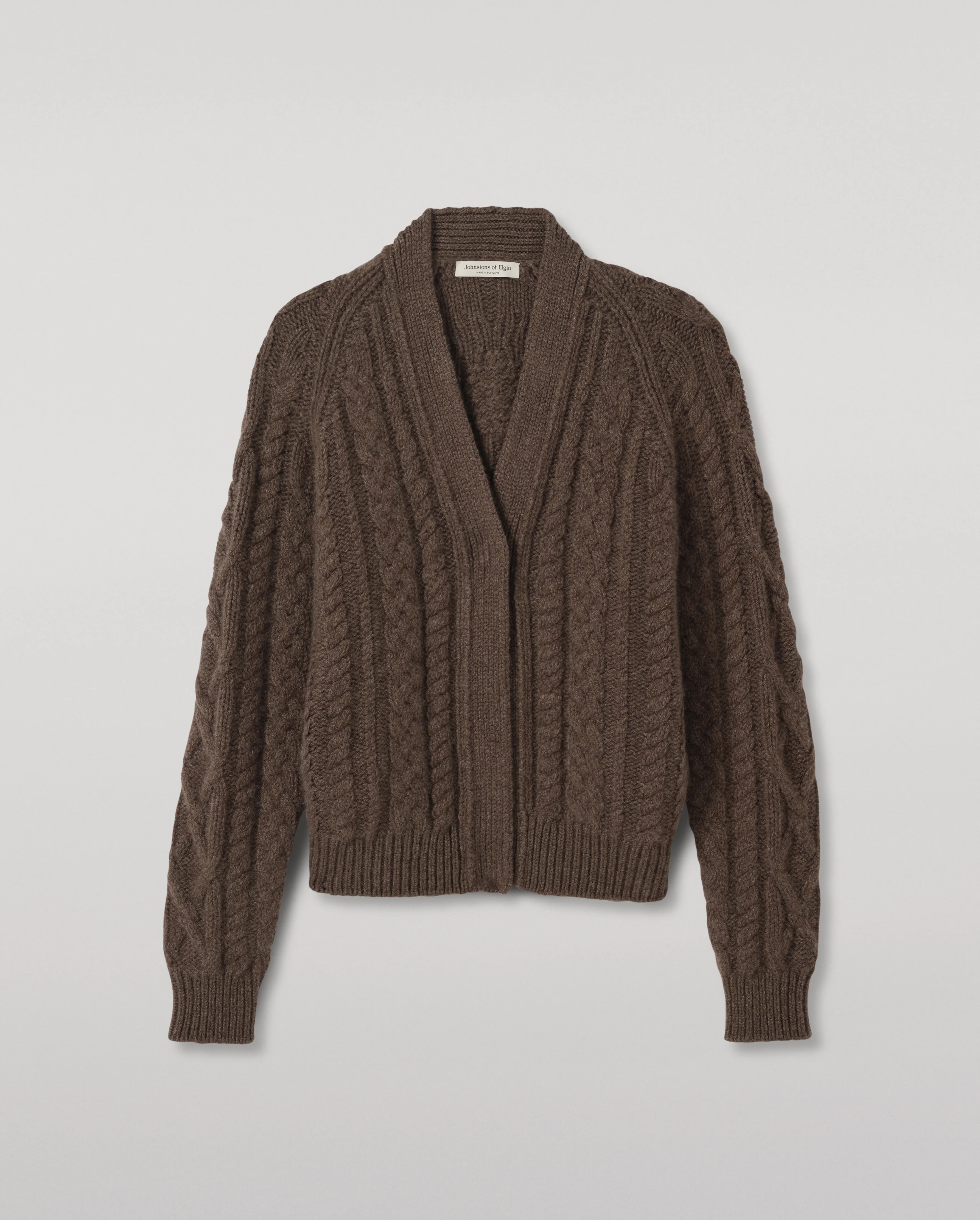 Mabel Brown Aran Cable Cardigan - Image 2