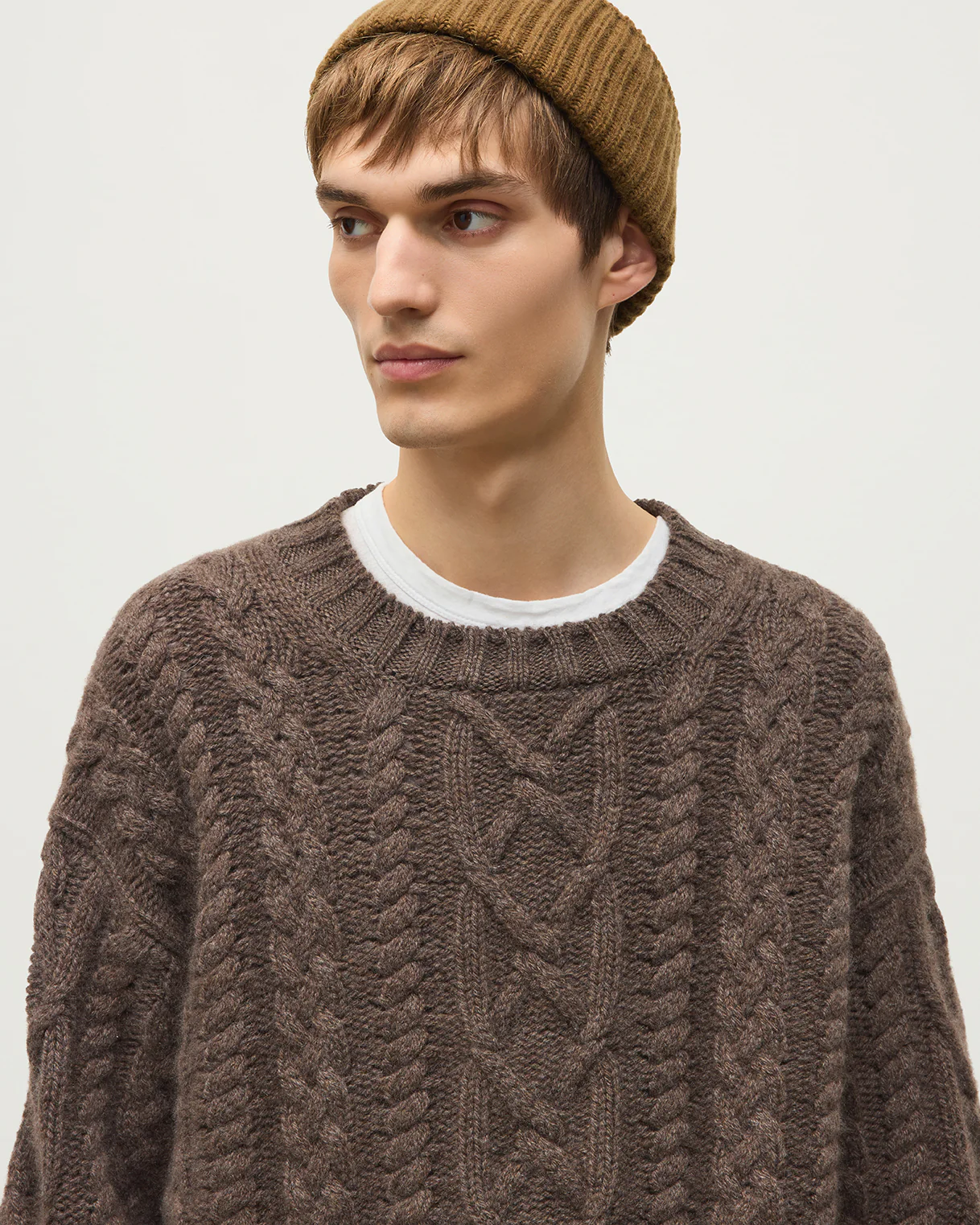 MacDonald Brown Aran Cable Cashmere Jumper - Image 6
