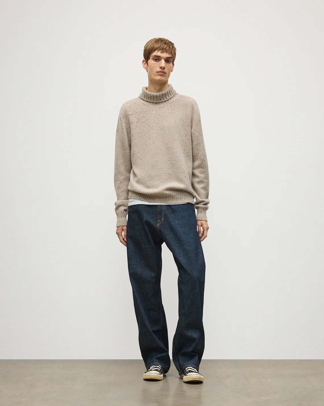 MacKintosh Roll Neck Natural Donegal Cashmere Jumper