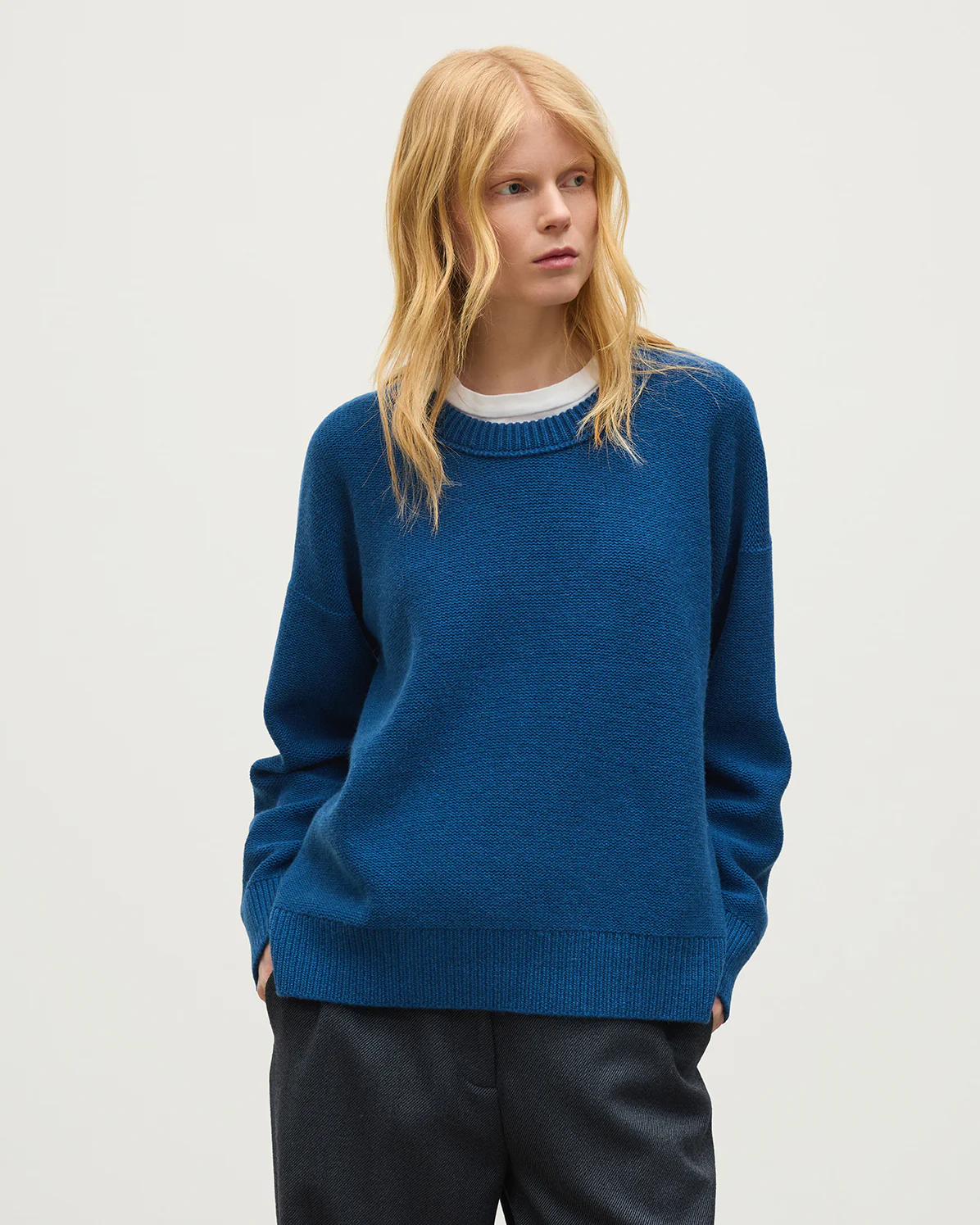 Maggie Reverse Stitch Blue Cashmere Jumper - Image 5