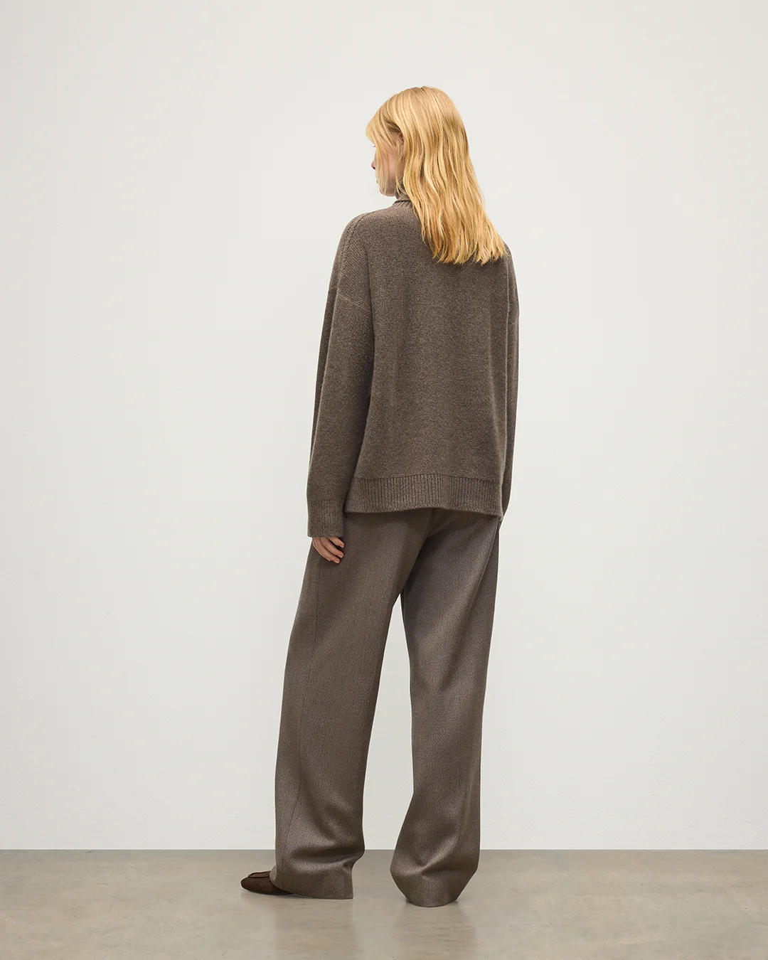 Maggie Reverse Stitch Roll Neck Brown Cashmere Jumper - Image 4