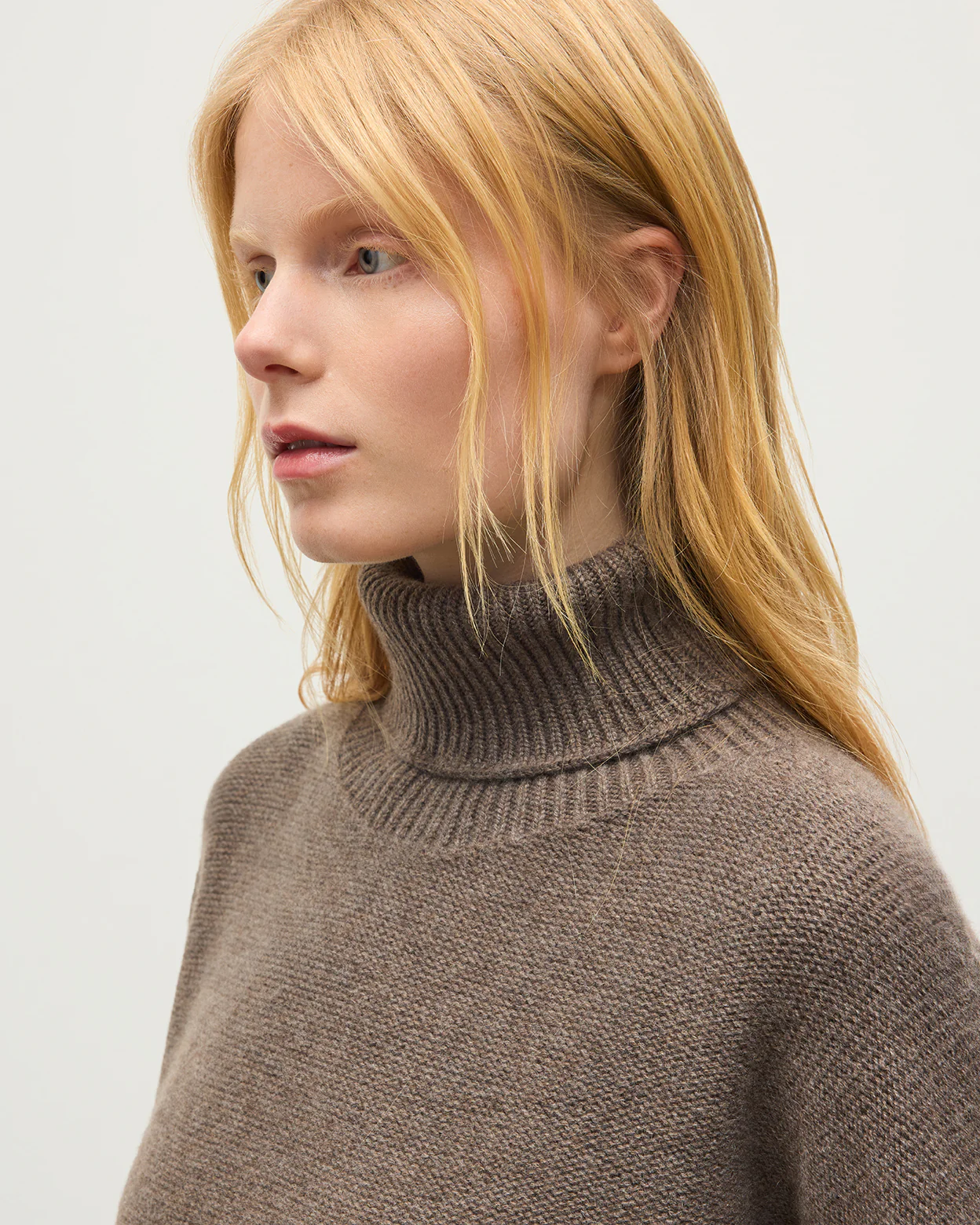 Maggie Reverse Stitch Roll Neck Brown Cashmere Jumper - Image 6