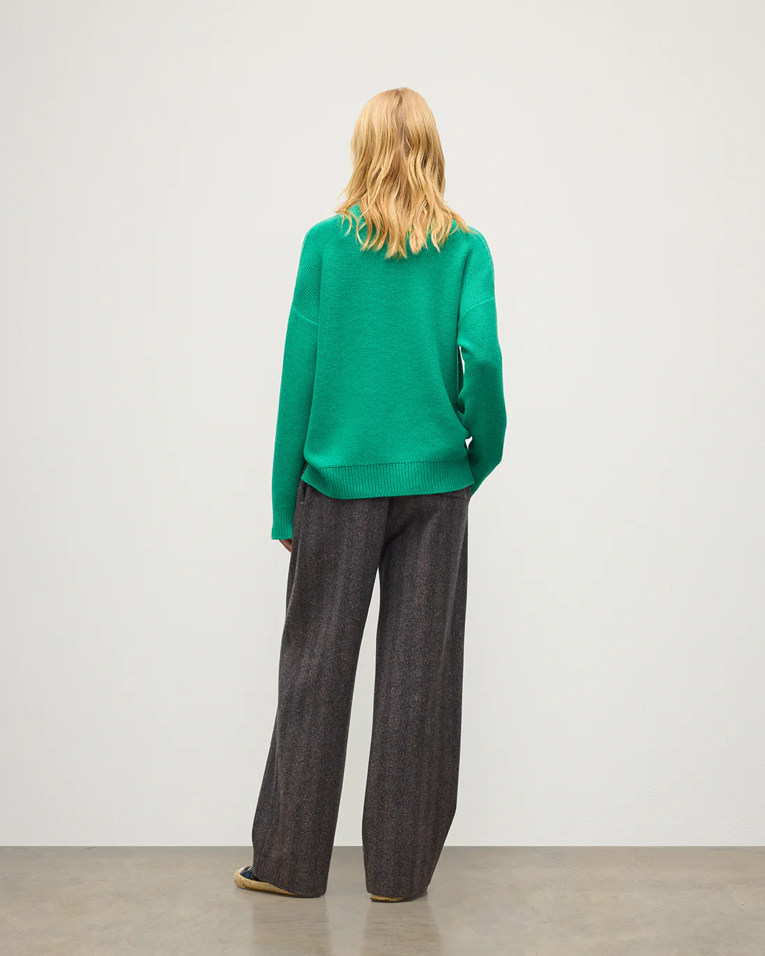 Maggie Reverse Stitch Roll Neck Green Cashmere Jumper - Image 4