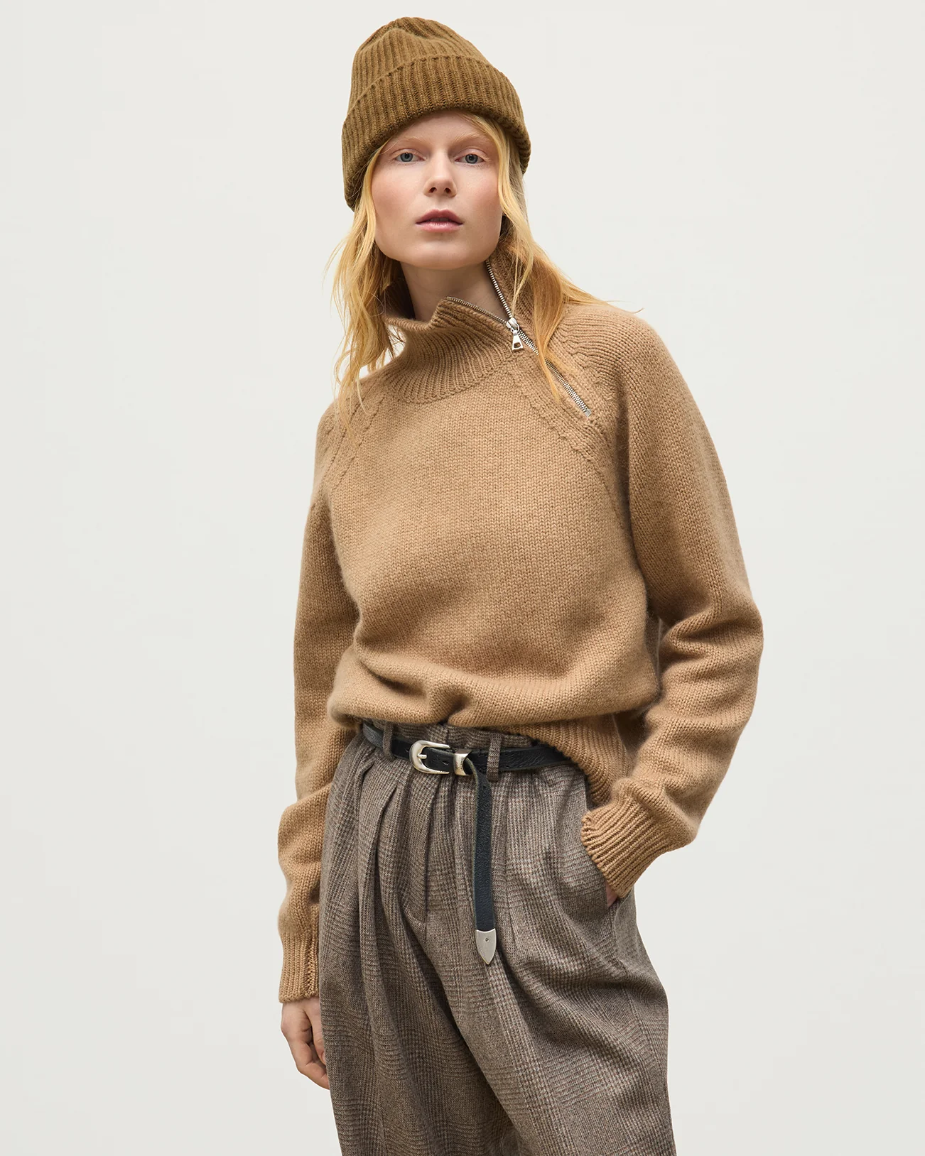 Mellis Camel Marble Cashmere & Cotton Jumper - Image 5