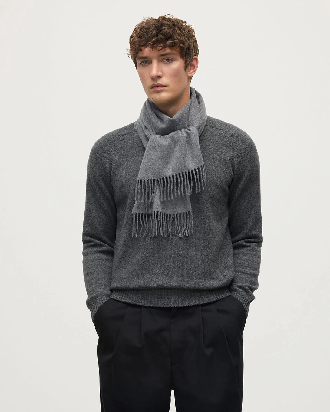Merino Wool Mid Grey Scarf - Image 2