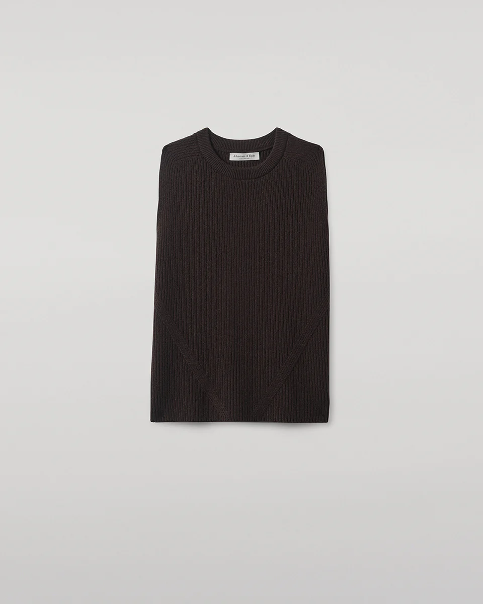 Sleeveless Dark Brown Cashmere Tank Top - Image 2