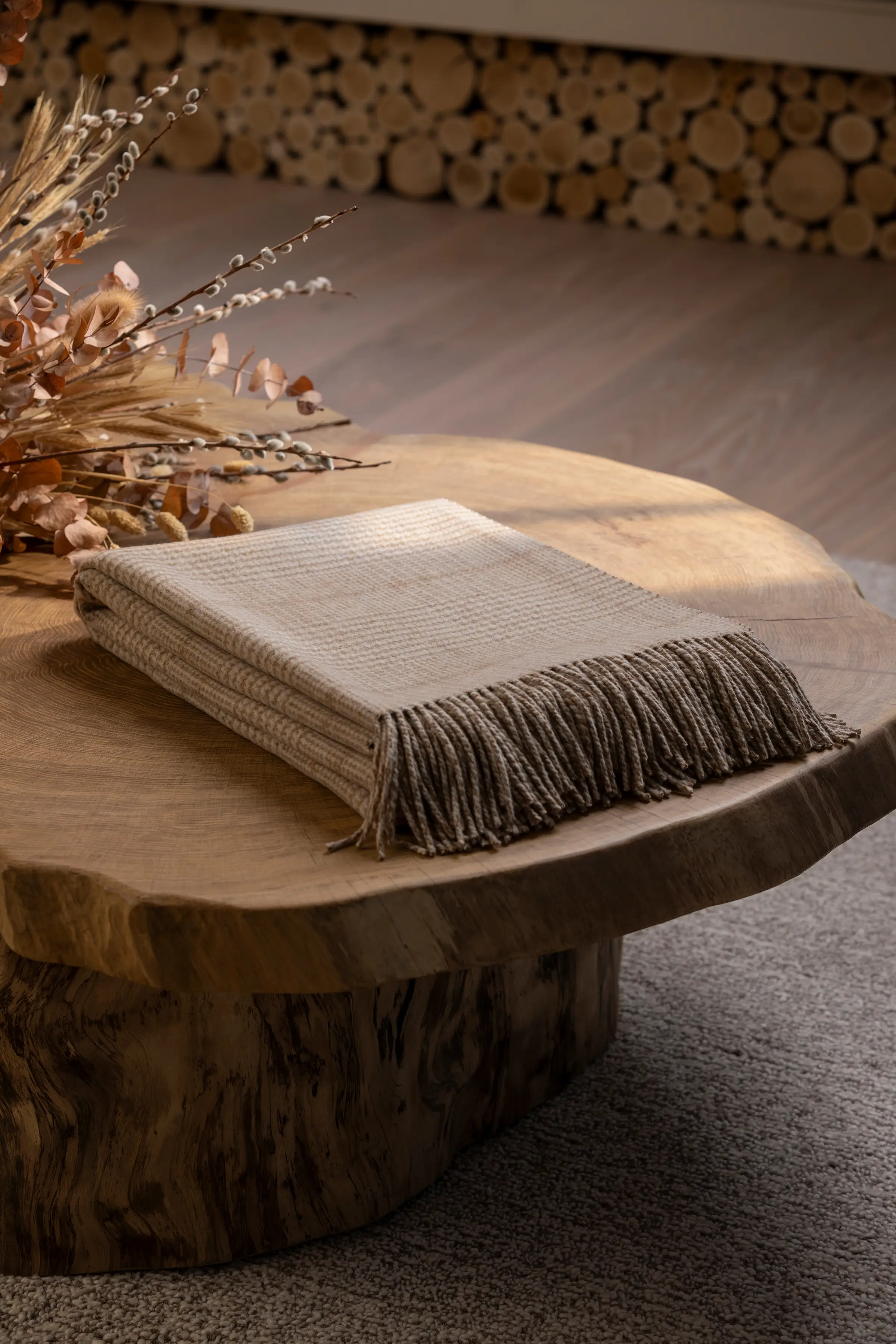 Tweed Glen Check Wool Throw in Natural - Image 3