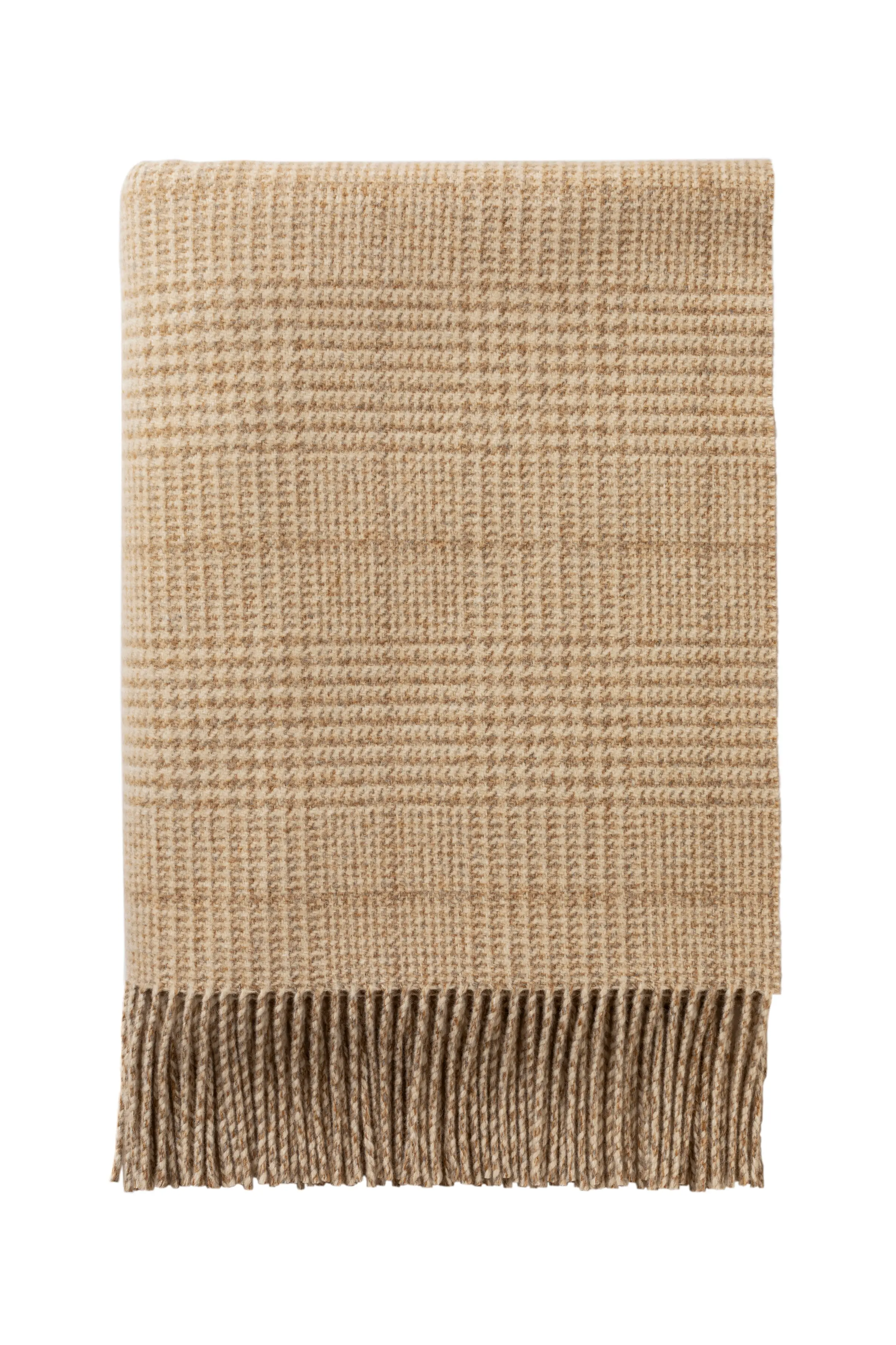 Tweed Glen Check Wool Throw in Natural - Image 4