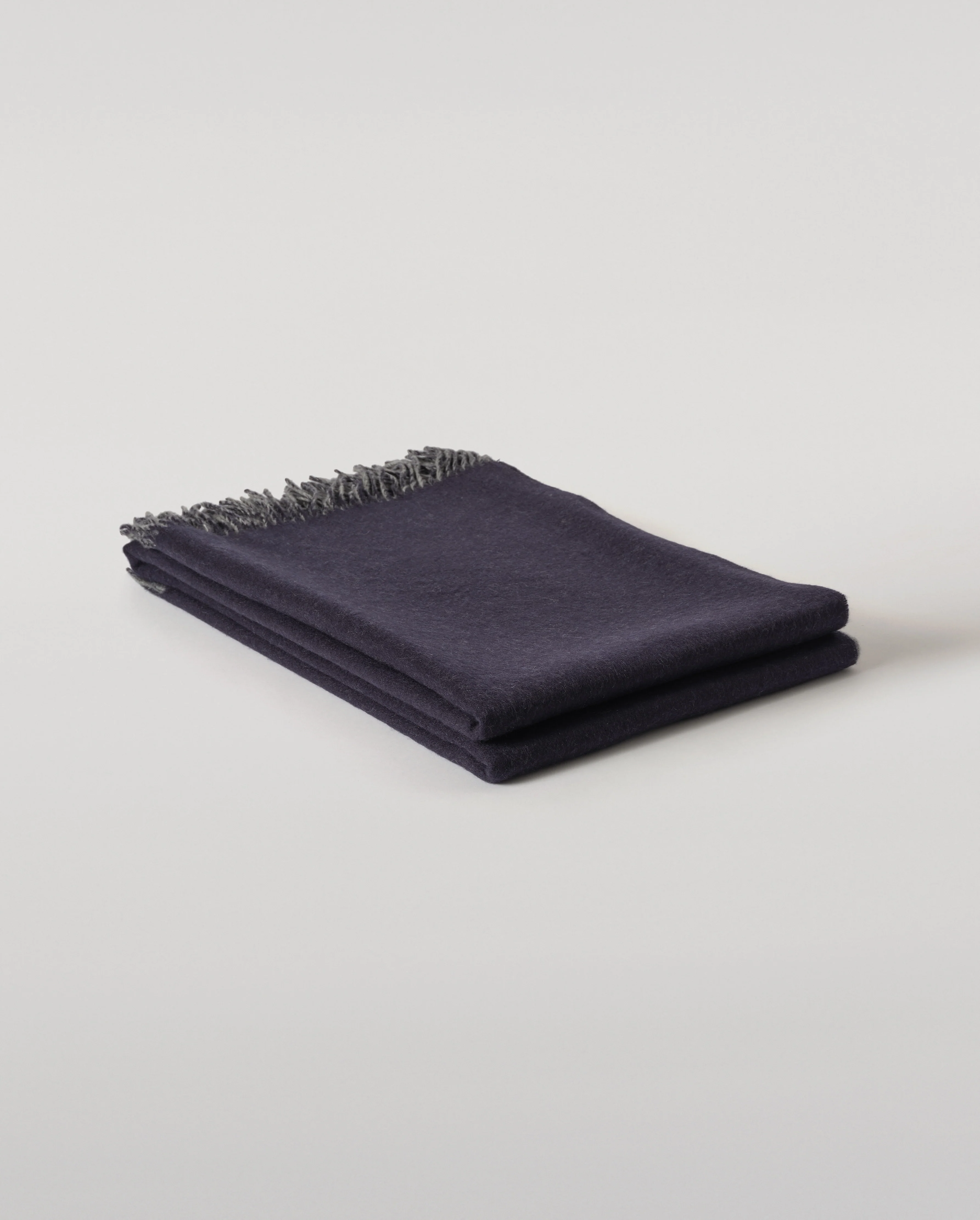 Reversible Navy & Light Grey Cashmere Throw - Image 4