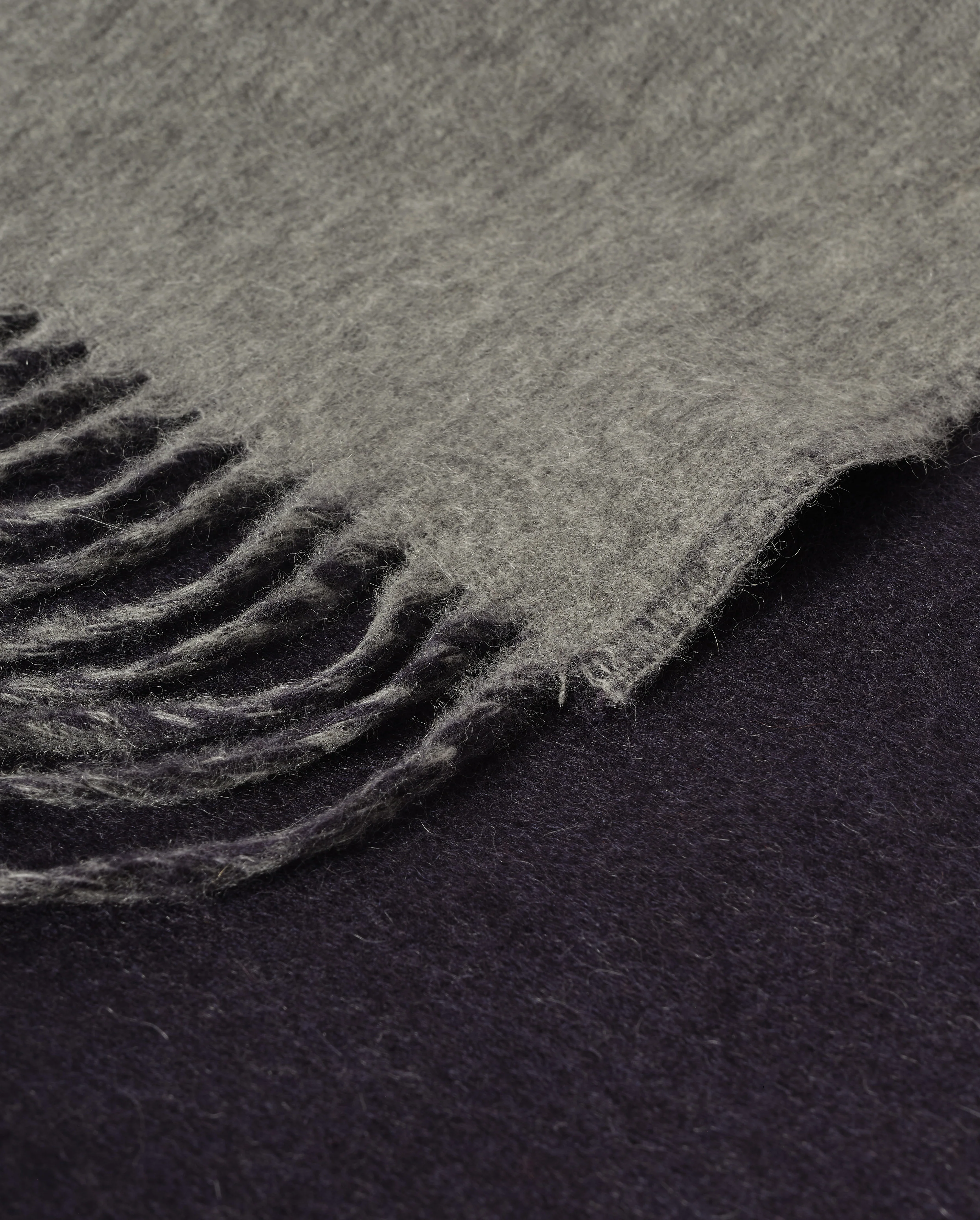 Reversible Navy & Light Grey Cashmere Throw - Image 5
