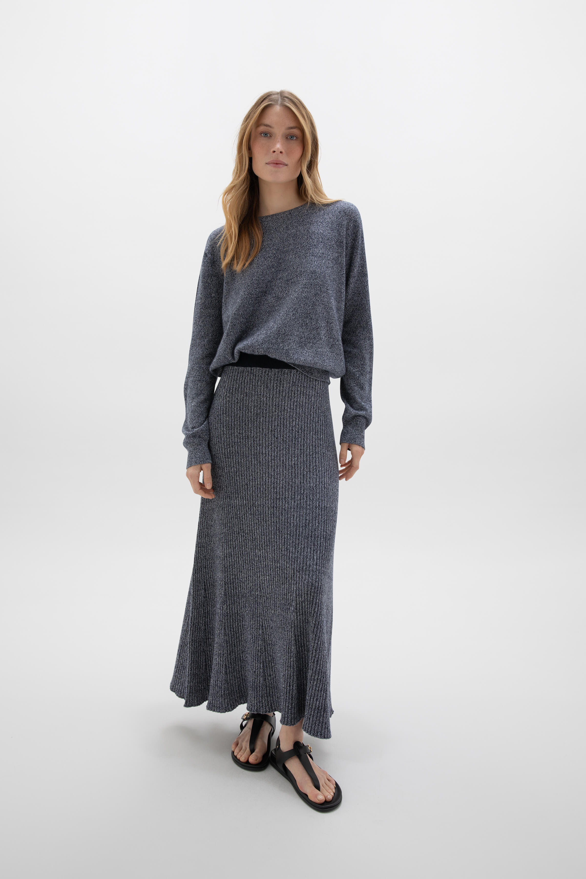 Navy Marl Cashmere Round Neck Jumper - Image 3