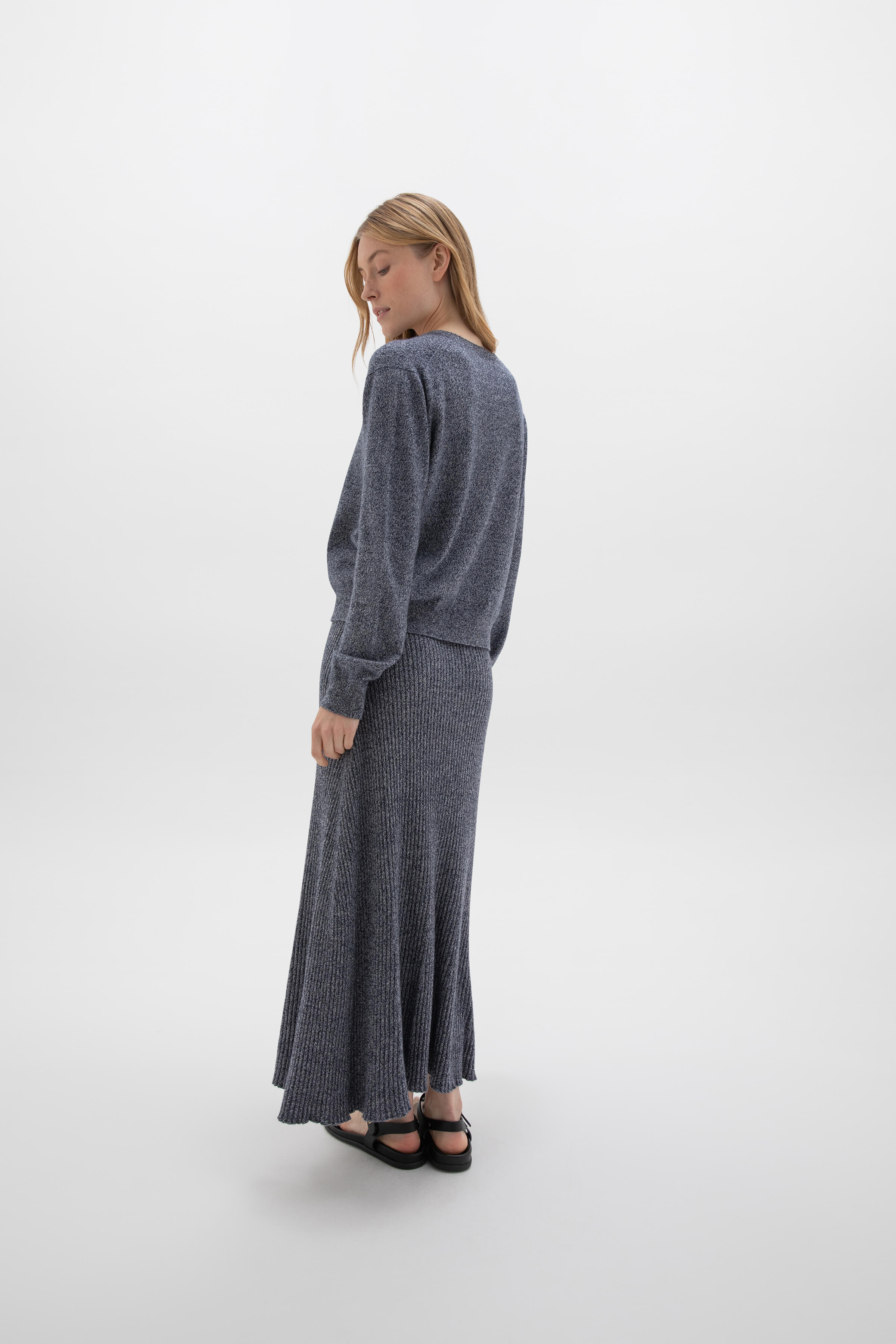Navy Marl Cashmere Round Neck Jumper - Image 4