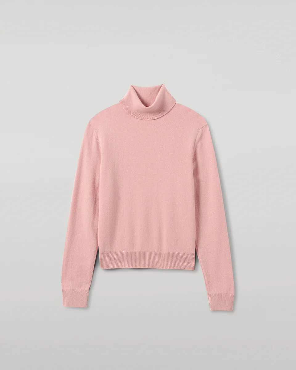 Classic Cashmere Pink Roll Neck Jumper - Image 2