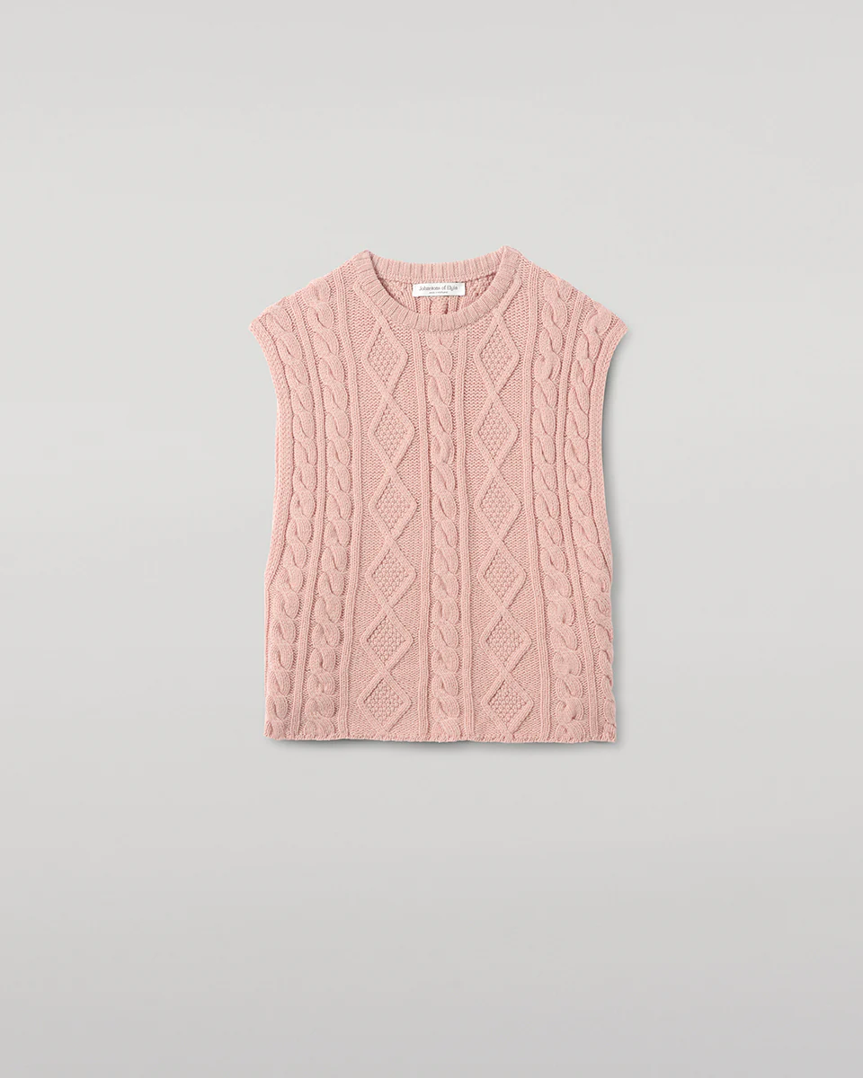 Aran Cable Pink Cashmere Tank - Image 2