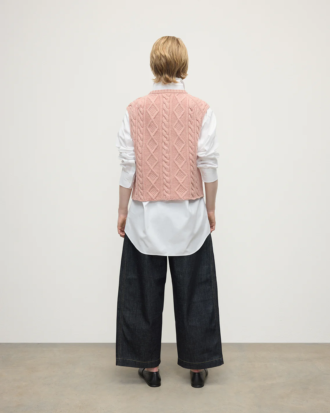 Aran Cable Pink Cashmere Tank - Image 4