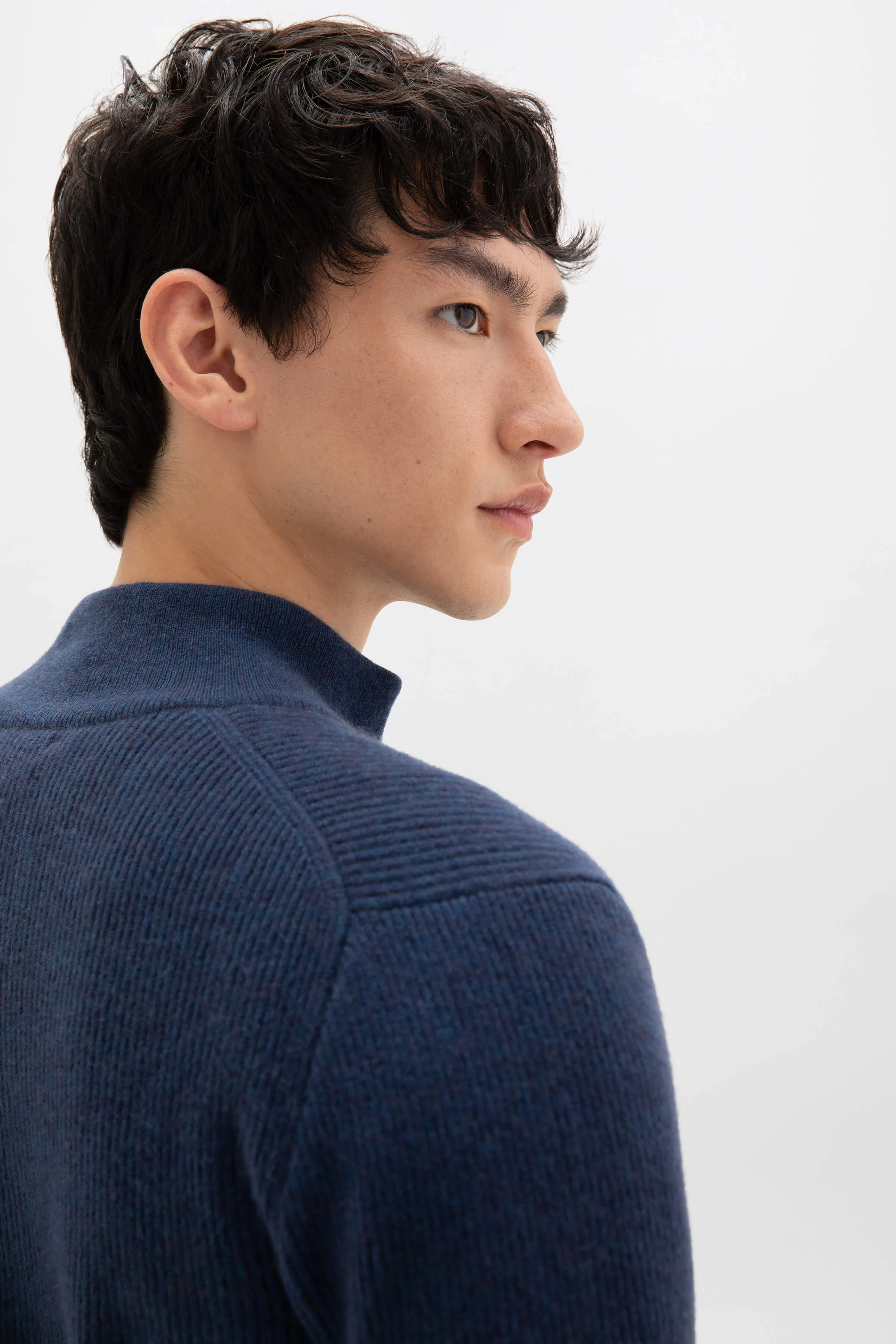Ribbed Cashmere Mid Blue Cardigan - Image 4