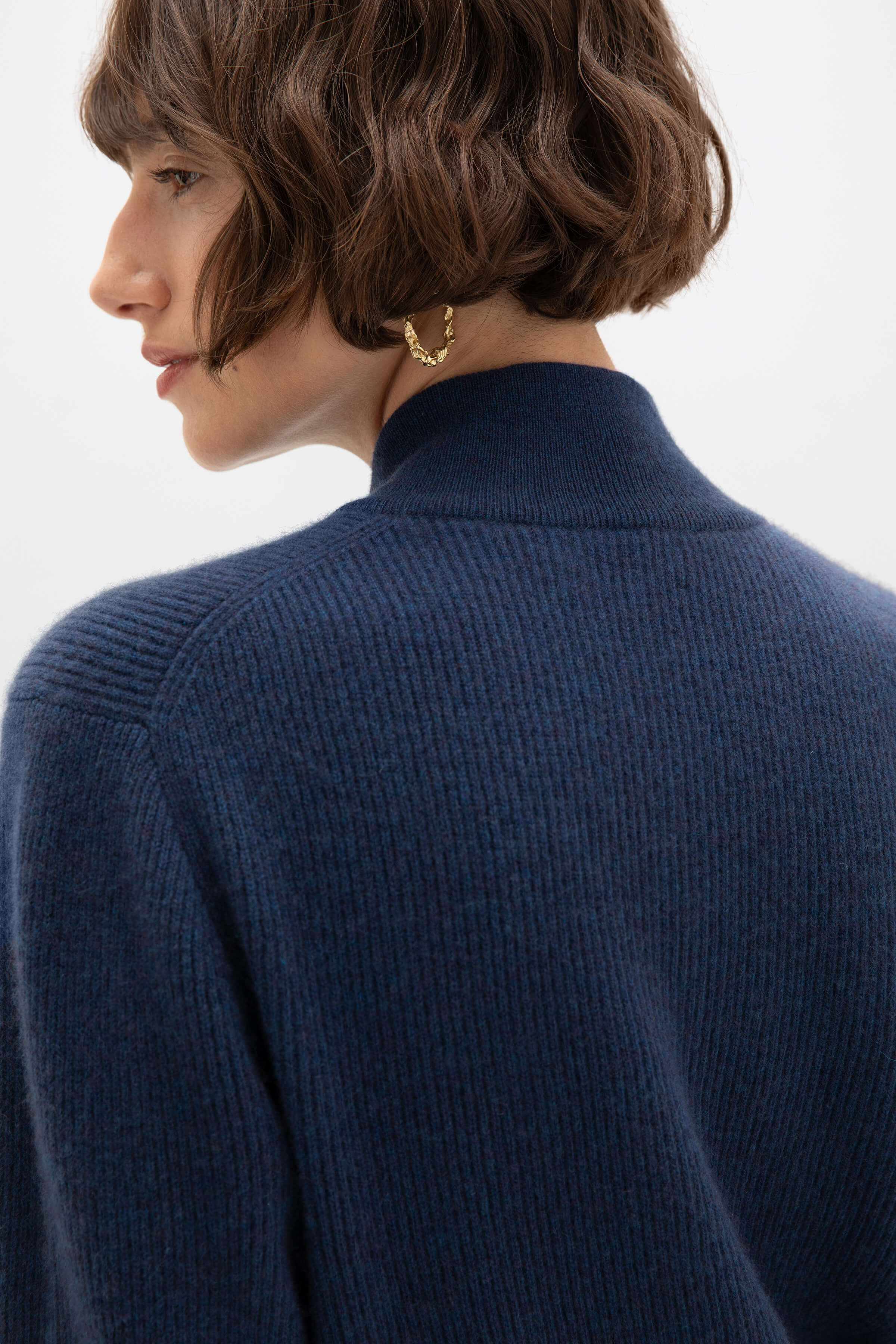 Ribbed Cashmere Mid Blue Cardigan - Image 5