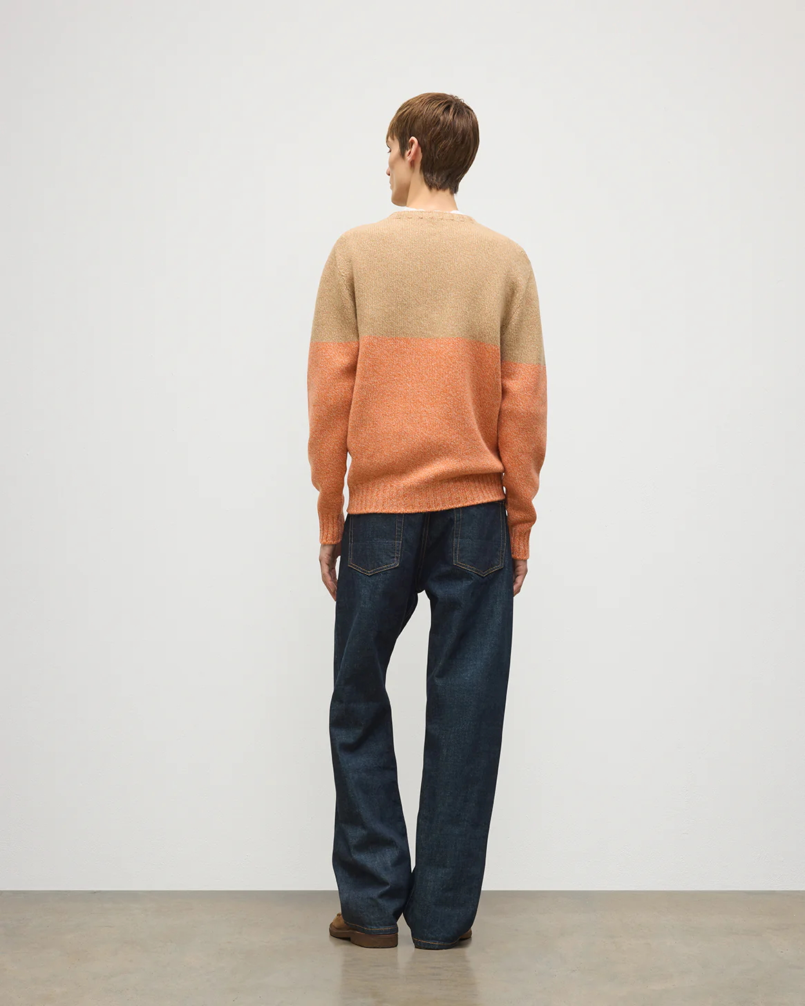 Ogilvie Colour Block Orange Lambswool Jumper - Image 3