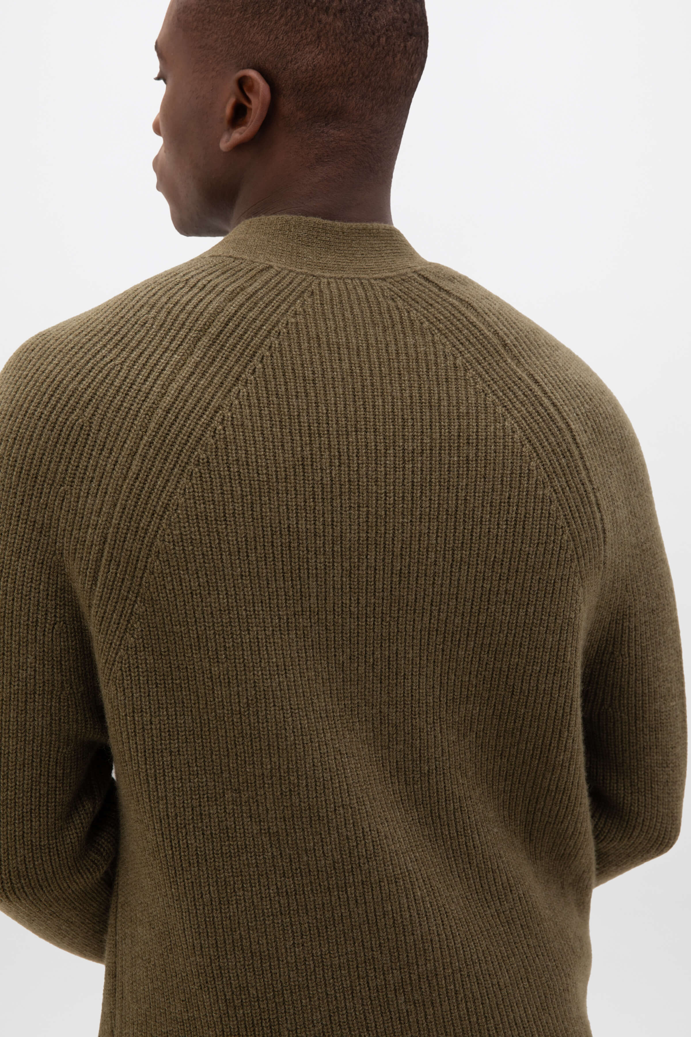 Relaxed Olive Green Cashmere Cardigan - Image 2