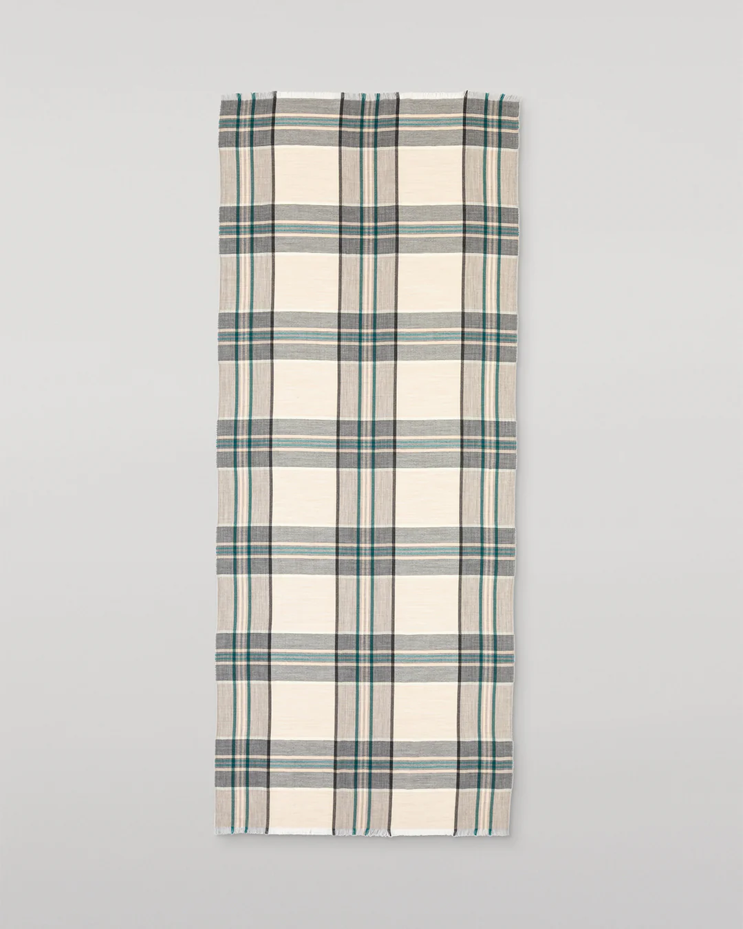 Orton Crammed Tartan Neutral Cashmere Scarf - Image 5