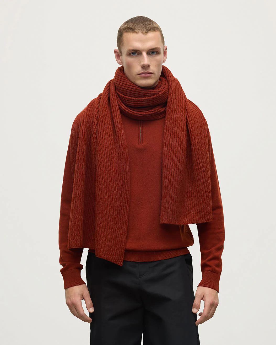 Cardigan Stitch Dark Red Cashmere Scarf - Image 3
