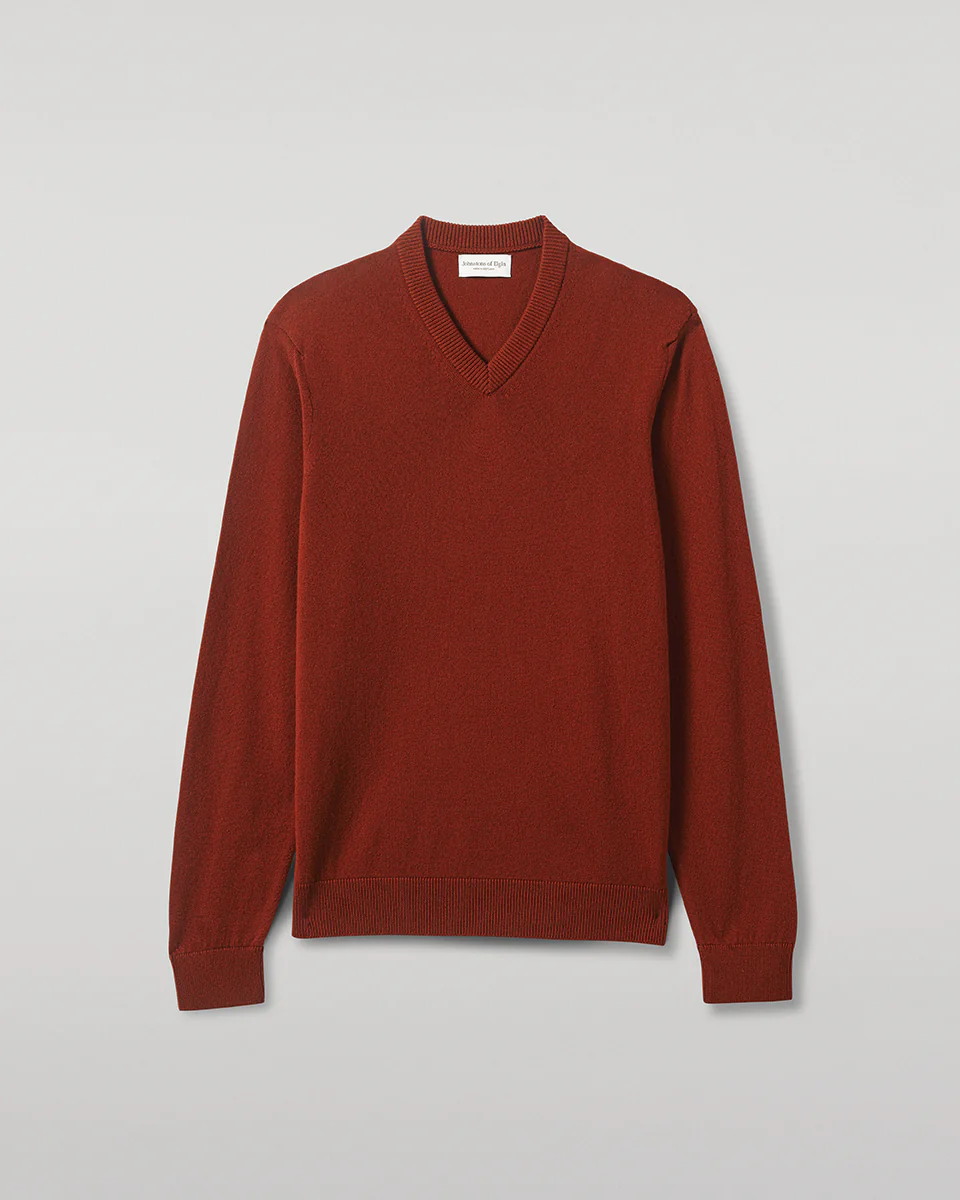 Rory Dark Red Classic Cashmere V-Neck Jumper - Image 2
